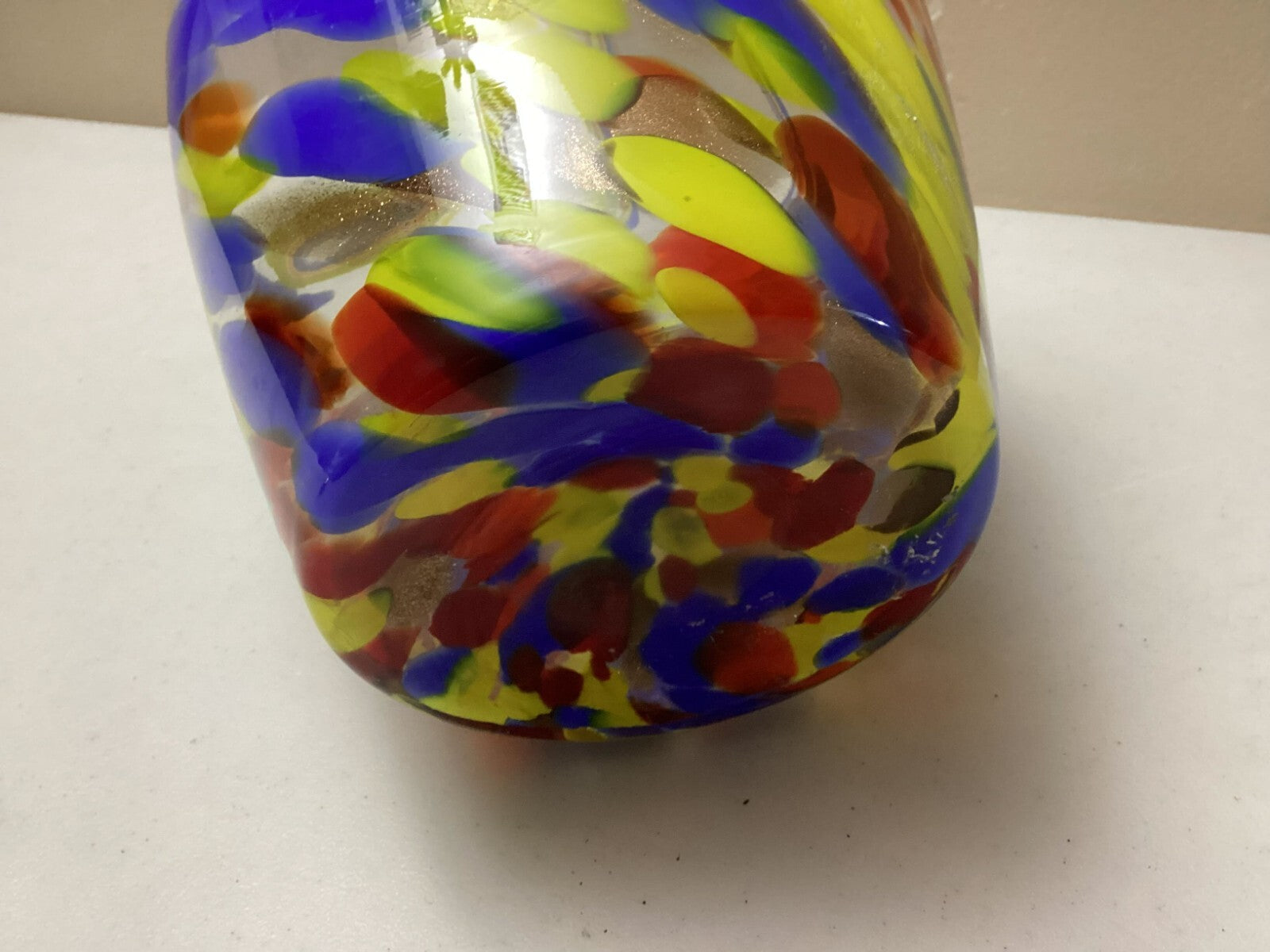 Vintage Large Murano Handmade Art Glass Tall Vase 16.5”