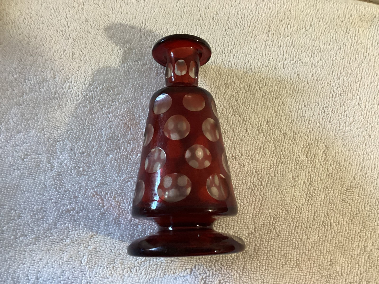 Small Mid Century Sandwich Glass Cranberry Perfume Bottle