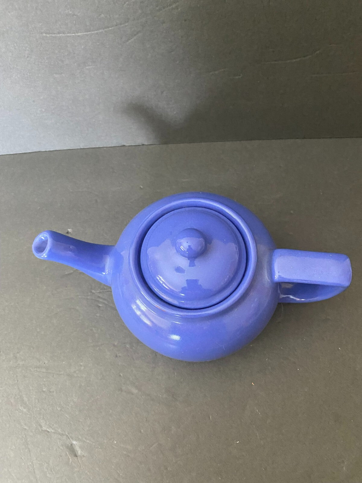 Vintage 9 X 6 Inches Blue Ceramic Ball Teapot With Lid