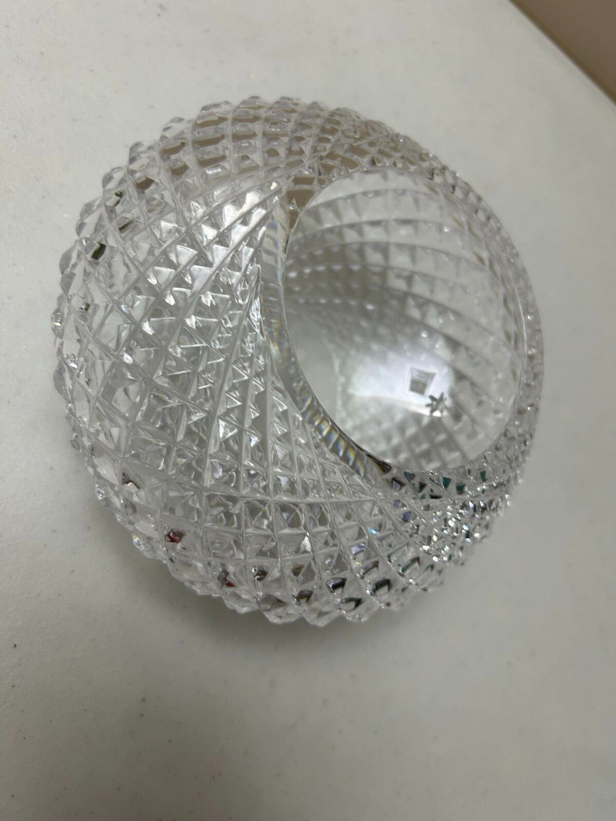 American Brilliant Period Strawberry Diamond Cut Glass Round Vase