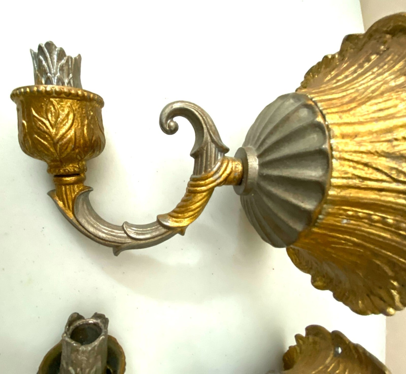Vintage Lot Of 2 Brass Wall Candle Holder Sconces