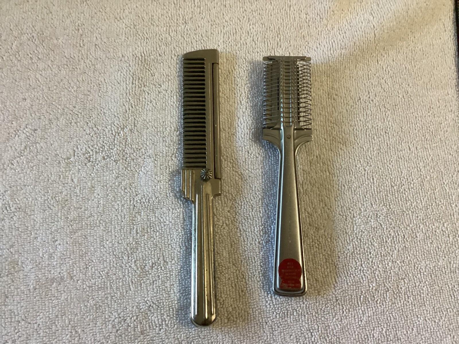 Vintage Set Of 2 Mens Lite Wave Comb Steel And Playtex Hair Cutter