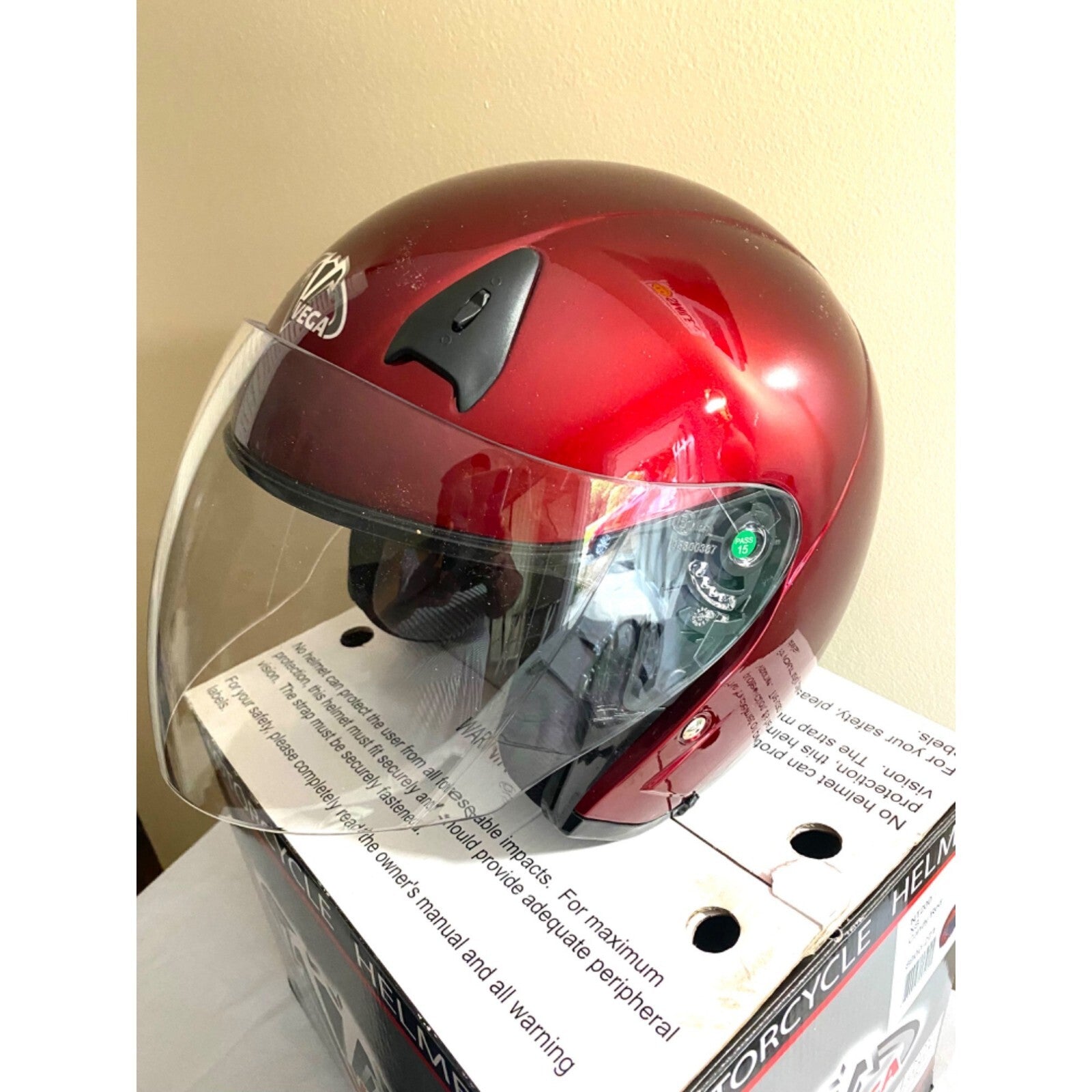 Vega Motocycle Helmet new boxed Color Candy red sz XL