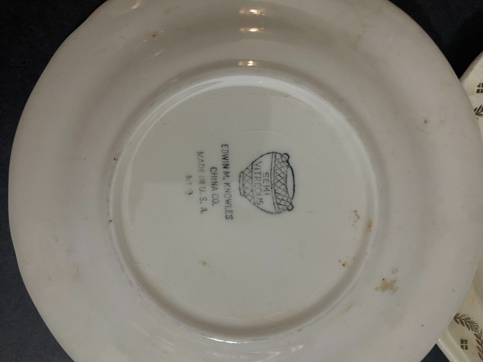 Edwin M Knowles White Semi Vitreous Round Shaped Bread/Dessert Plates