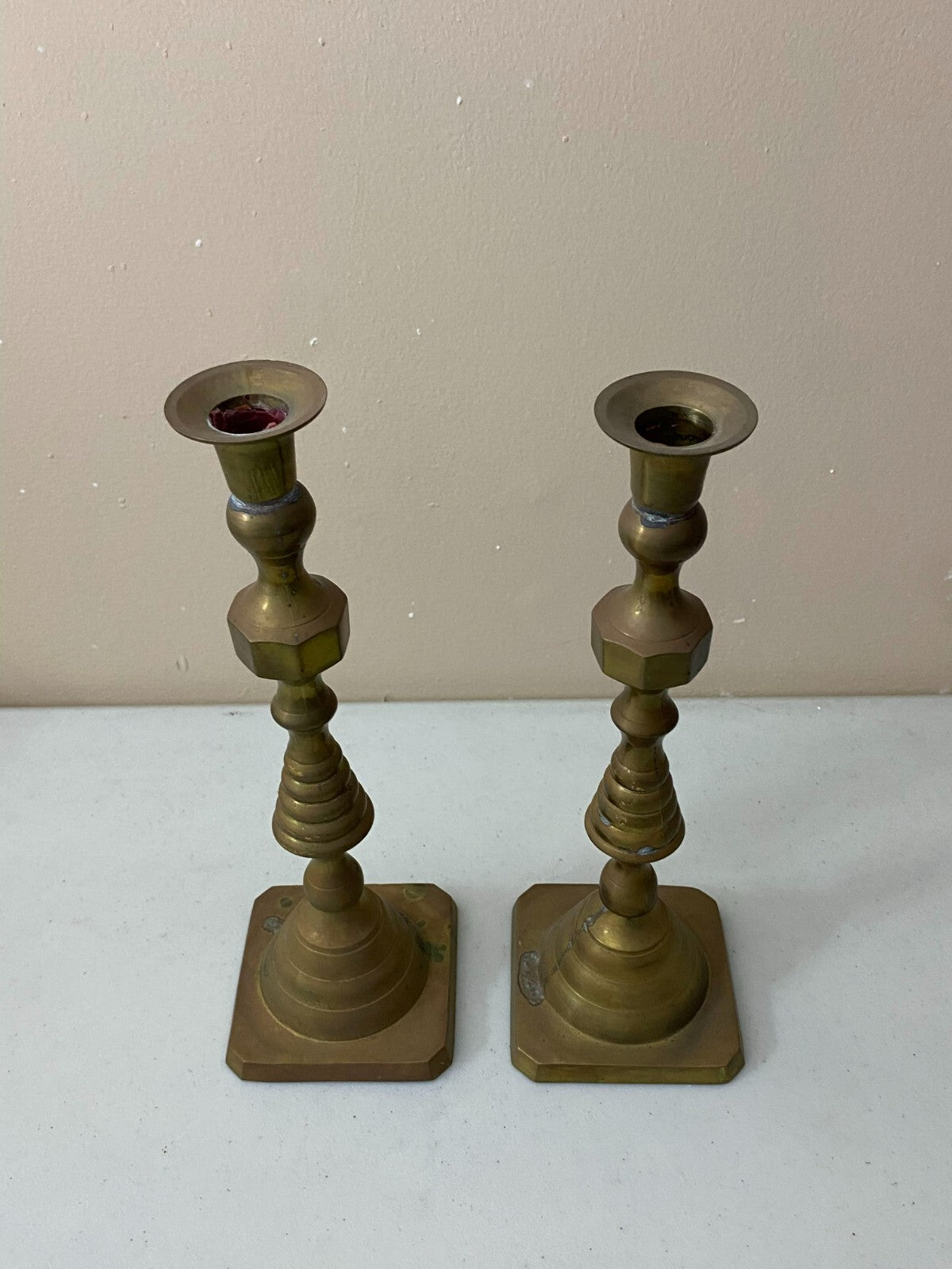 Set Of 2 Vintage W.M. Rogers And Son Solid Brass Candlestick Holder