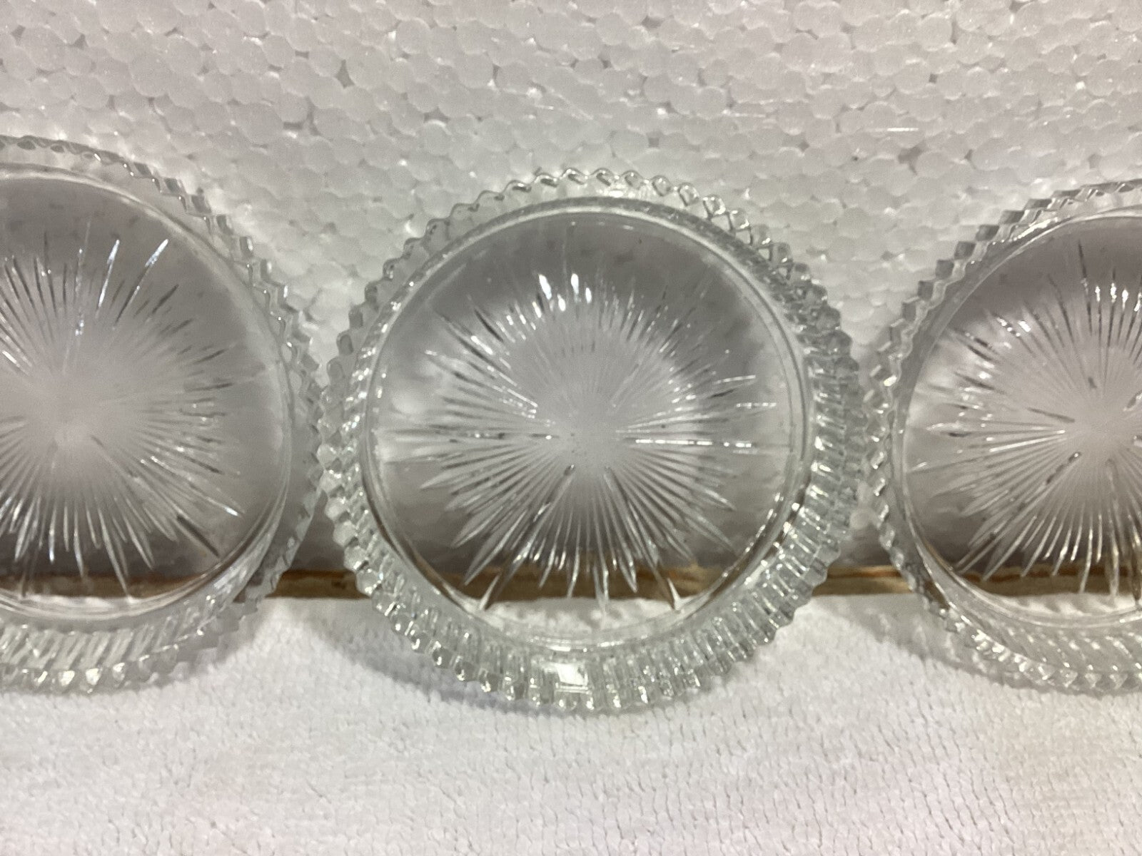 Set Of 3 Pressed Glass Round Decorative Coasters 3”