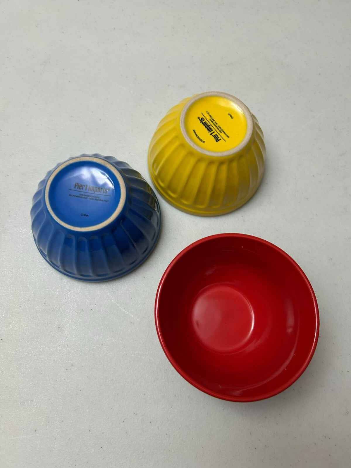 Set Of 3 Pier 1 Imports Round Shape Stoneware Soup Bowls - Dishwasher Safe