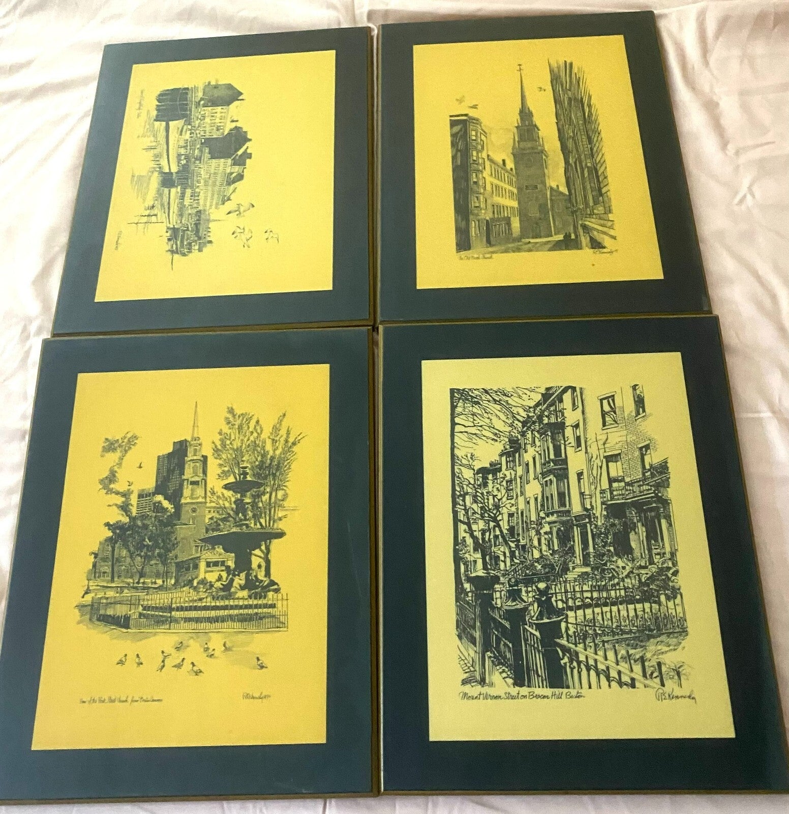Lot of 4 Laminated Arts Old Boston Series by Robert E. Kennedy