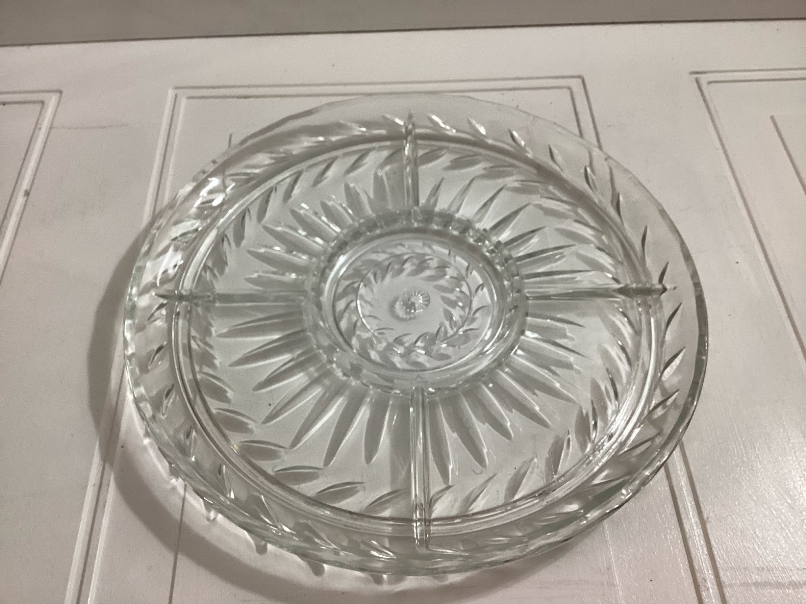 Vtg Indiana GlassRound Shaped Clear Pressed Glass 5 Part Relish/Serving Dish