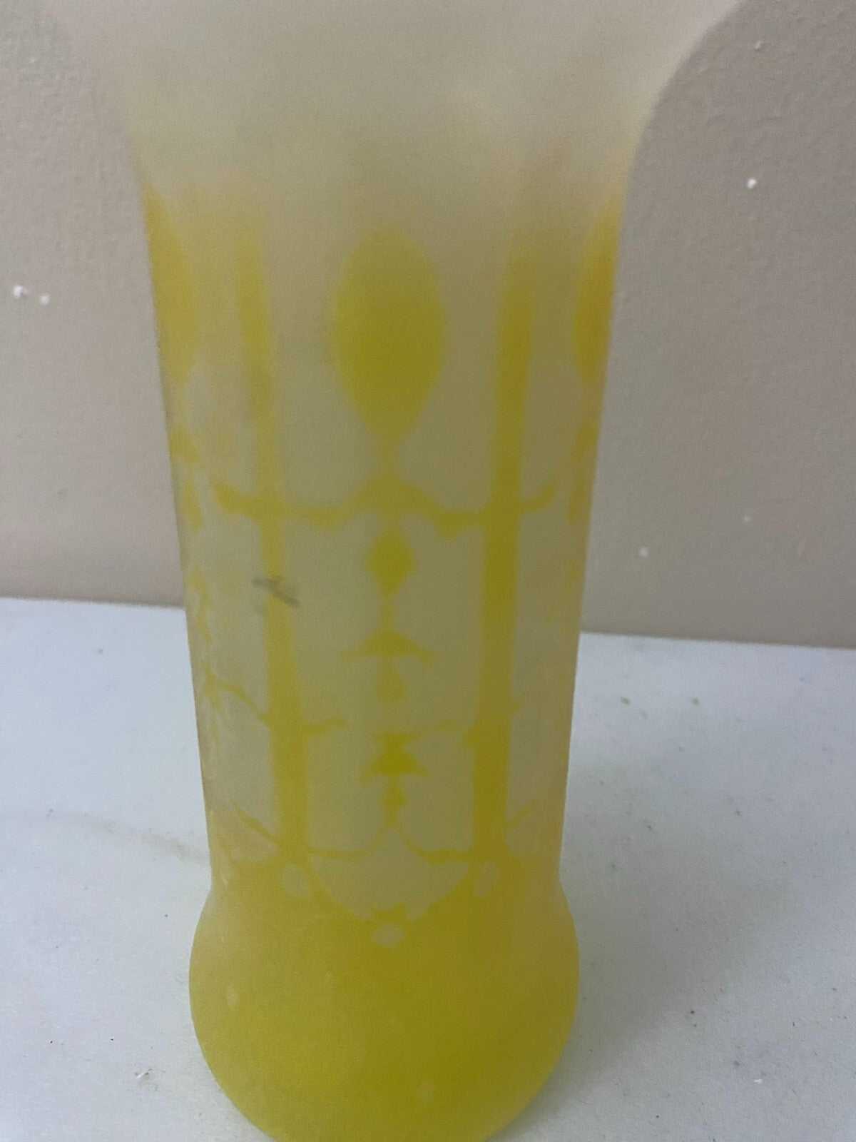 Vintage Opalescent Yellow Small Flower Vase