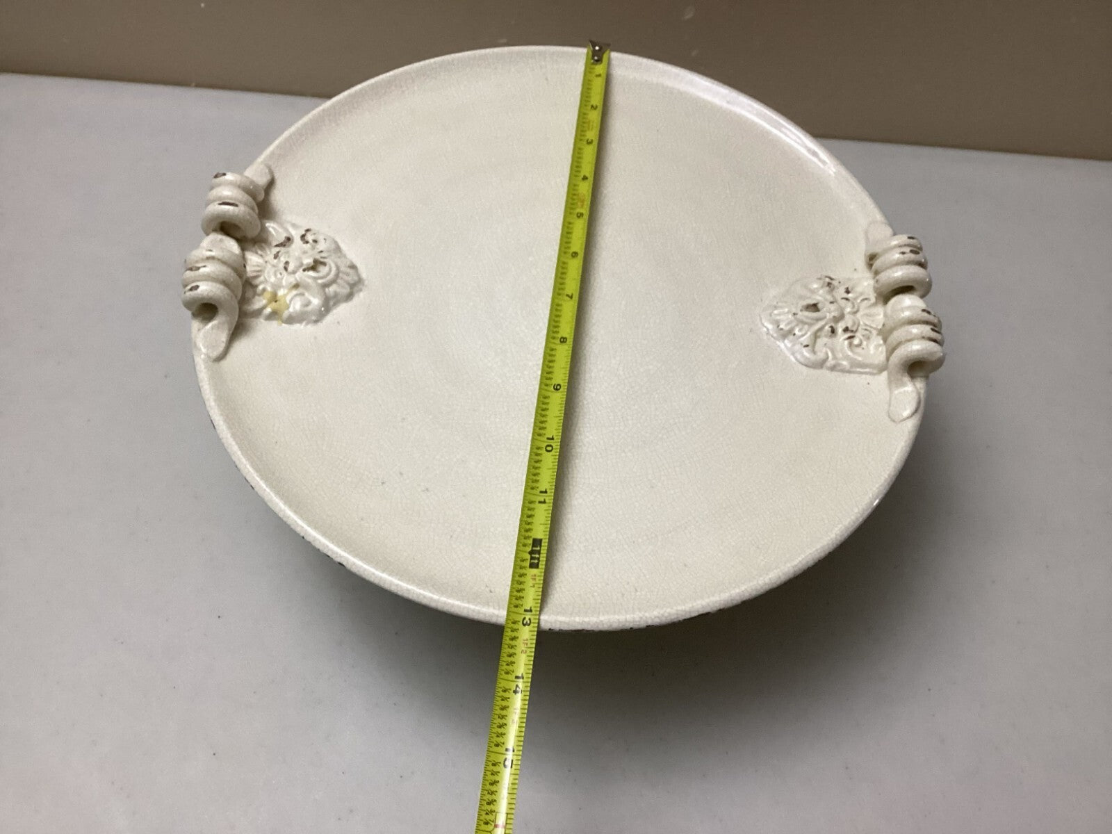 Leona Lavorato A Mano Crackle Glaze Cake Stand 13x5 Inches Made In Italy