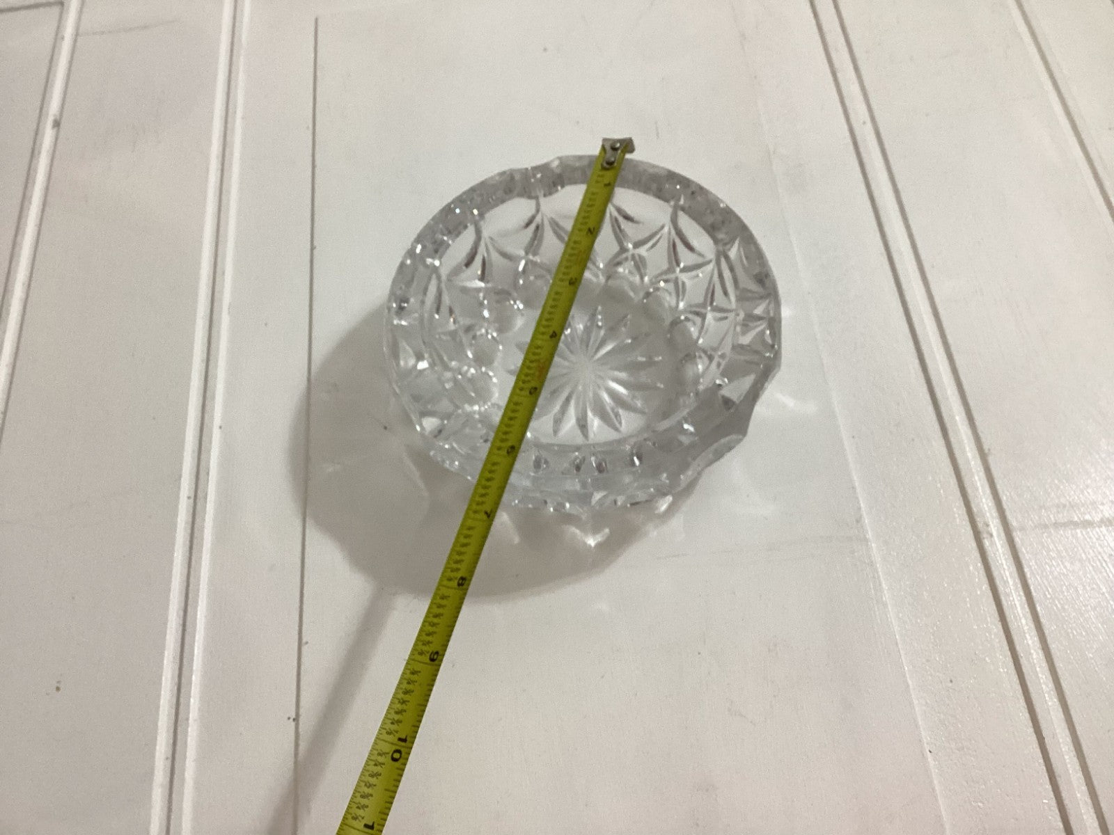 Vintage Noble Crystal Heavy Cut Glass Round Shaped Ashtray