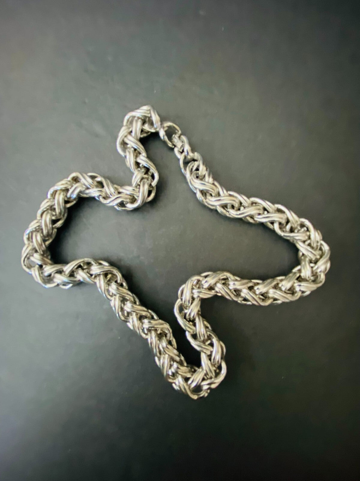 Classic Unisex 18 Inches Braided Thick Necklace Silver Plated Chain Necklace