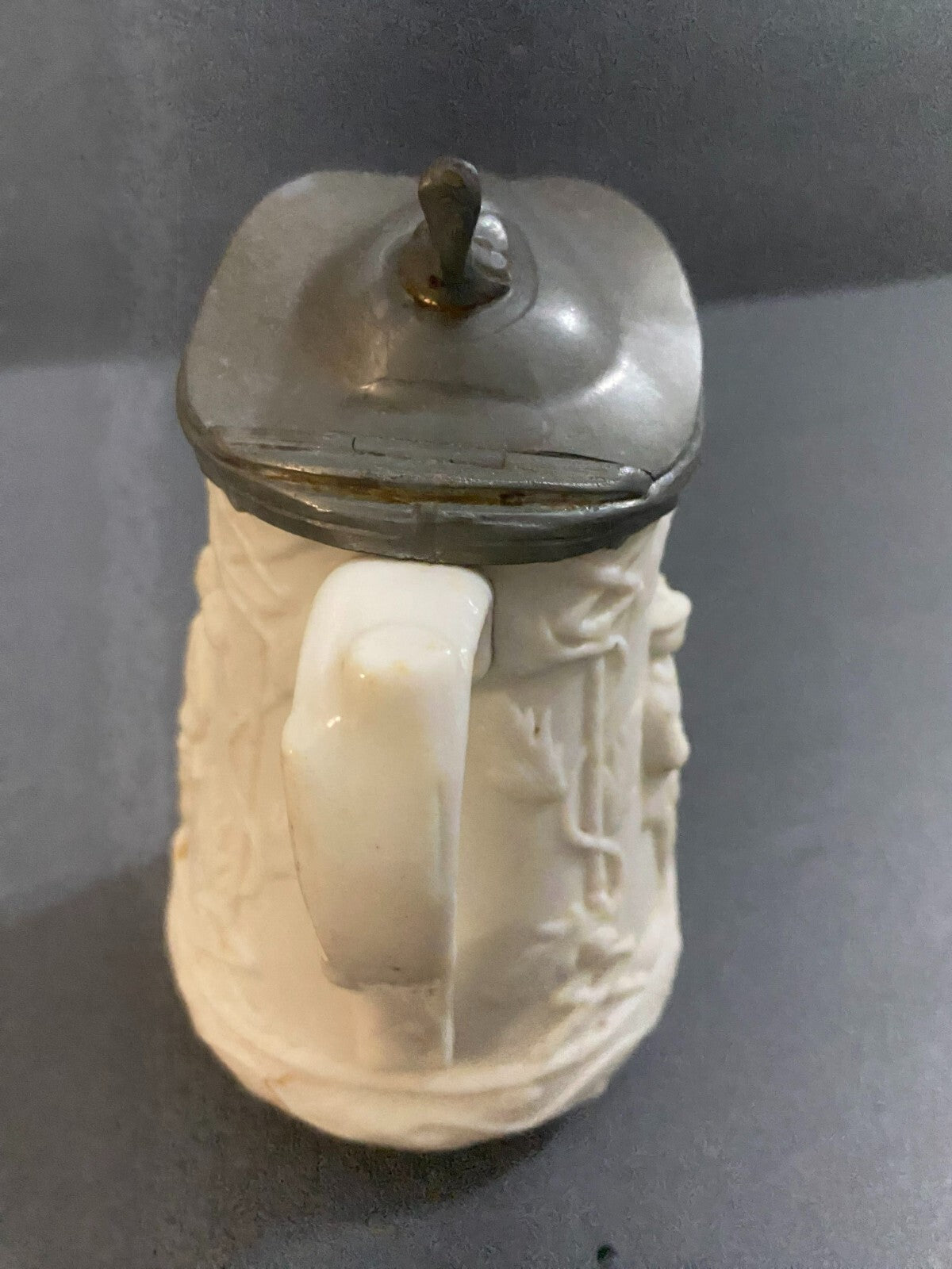 Rare Antique 1850 Parian Porcelain Small Cain & Abel Abolitionist Stoneware Jug