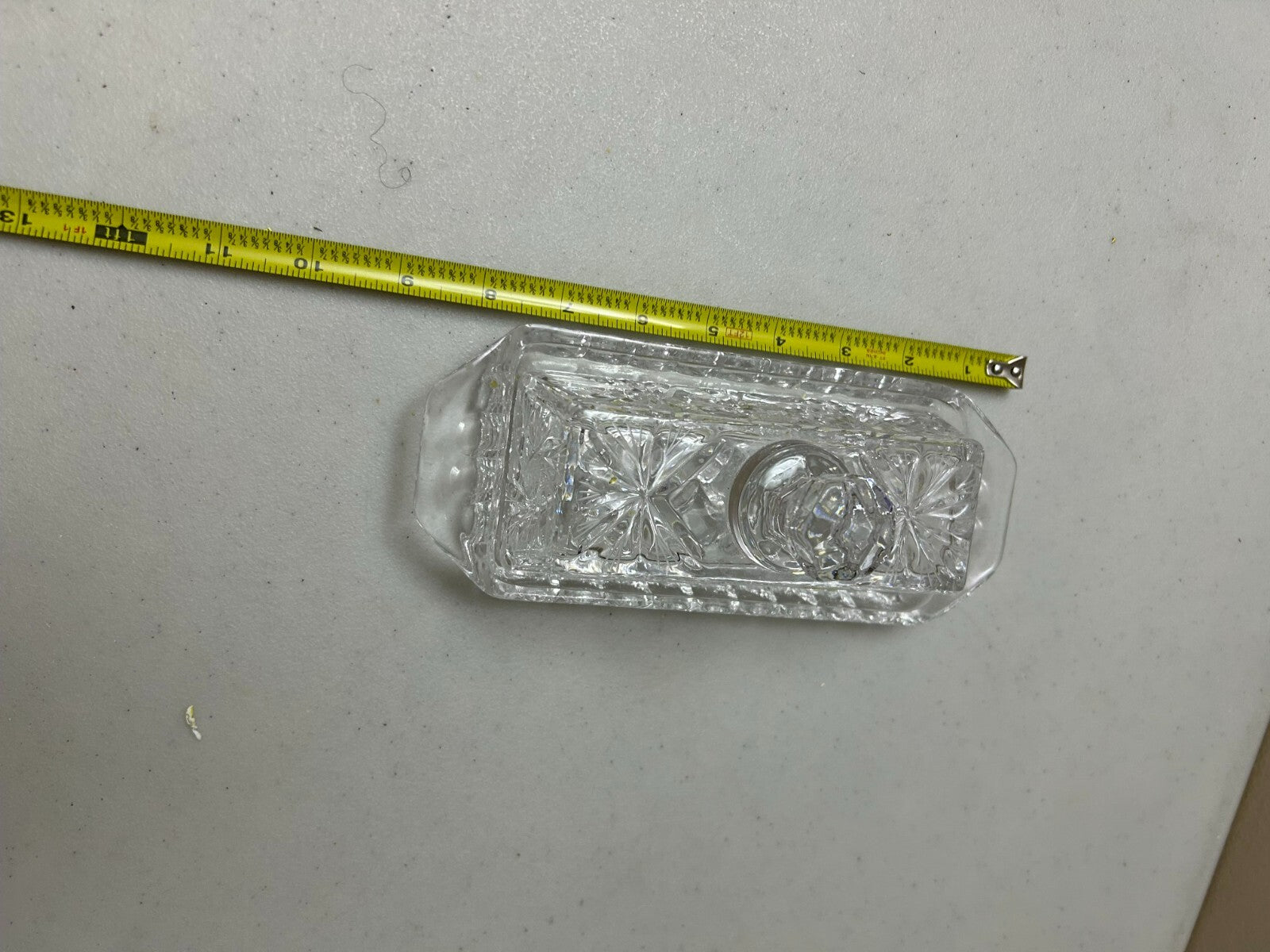 Vintage Clear Glass Diamond Pattern Rectangular Butter Dish With Lid