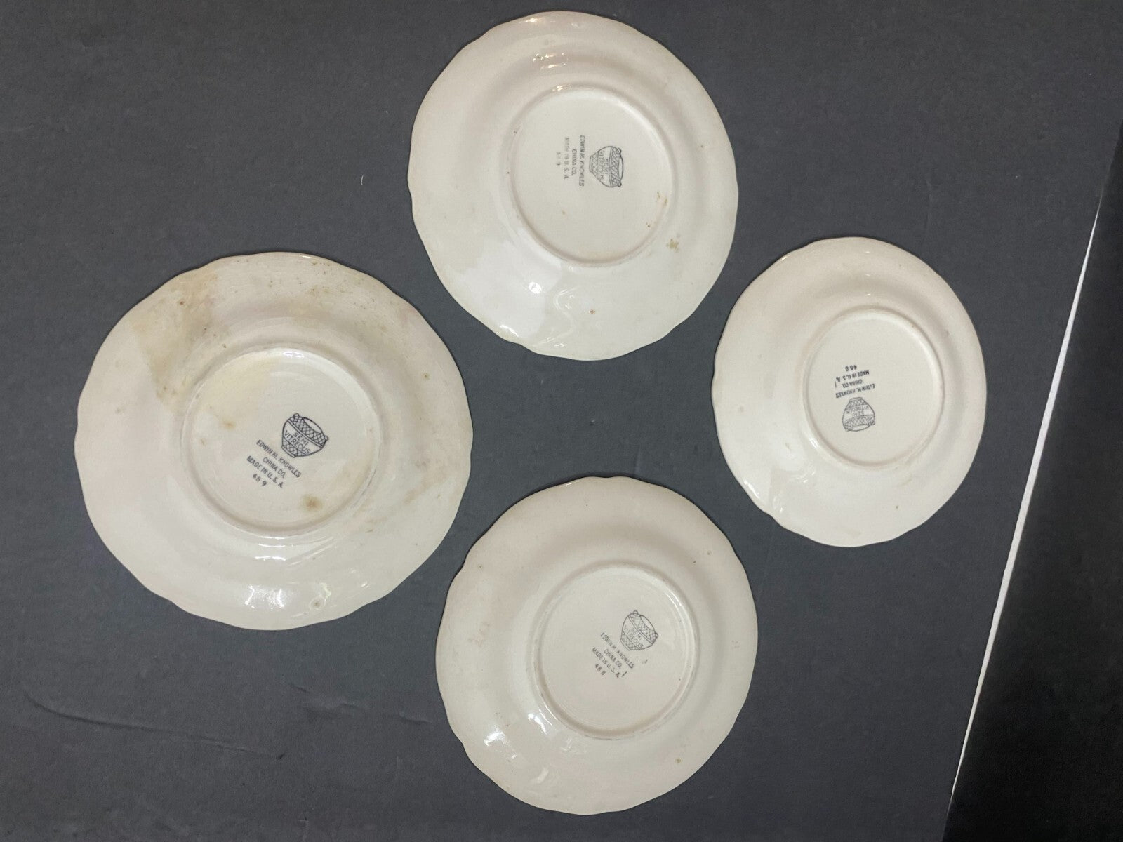 Edwin M Knowles White Semi Vitreous Round Shaped Bread/Dessert Plates