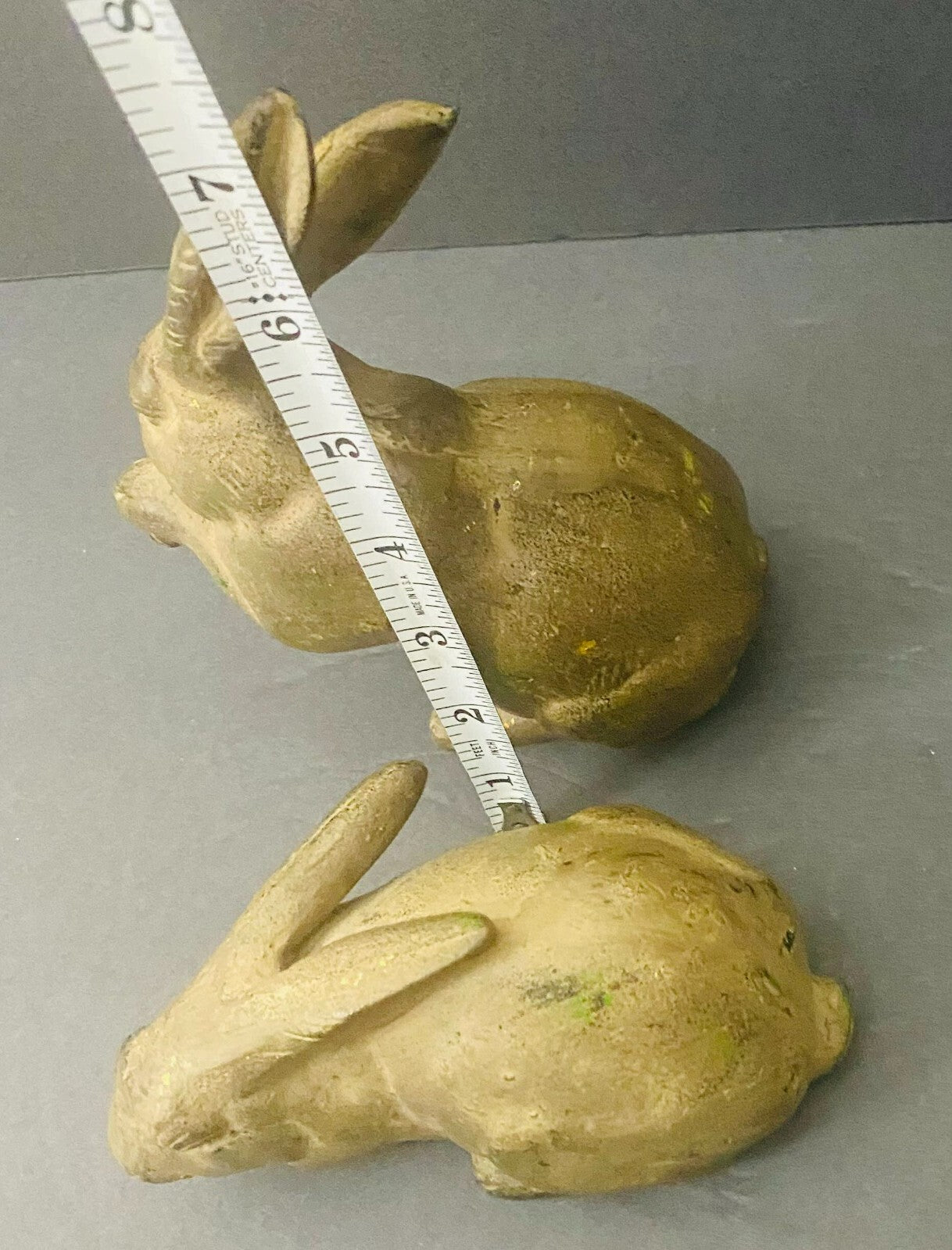 Set of 2 OMC Japan Golden Bronzé Small Decorative Display Rabbits Figurine