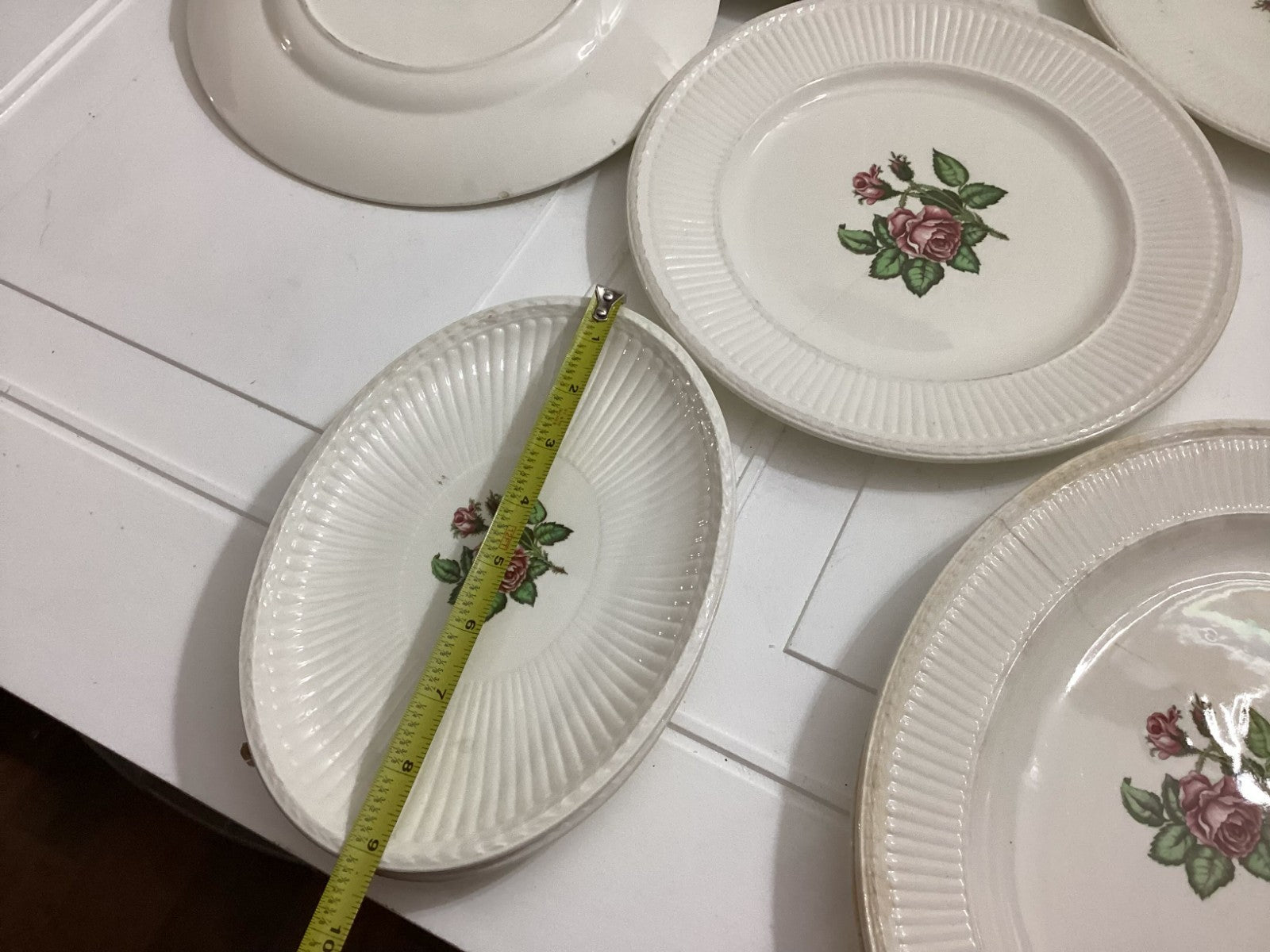 Lot Of 9 Vintage Wedgwood White Moss Rose Dish Plates