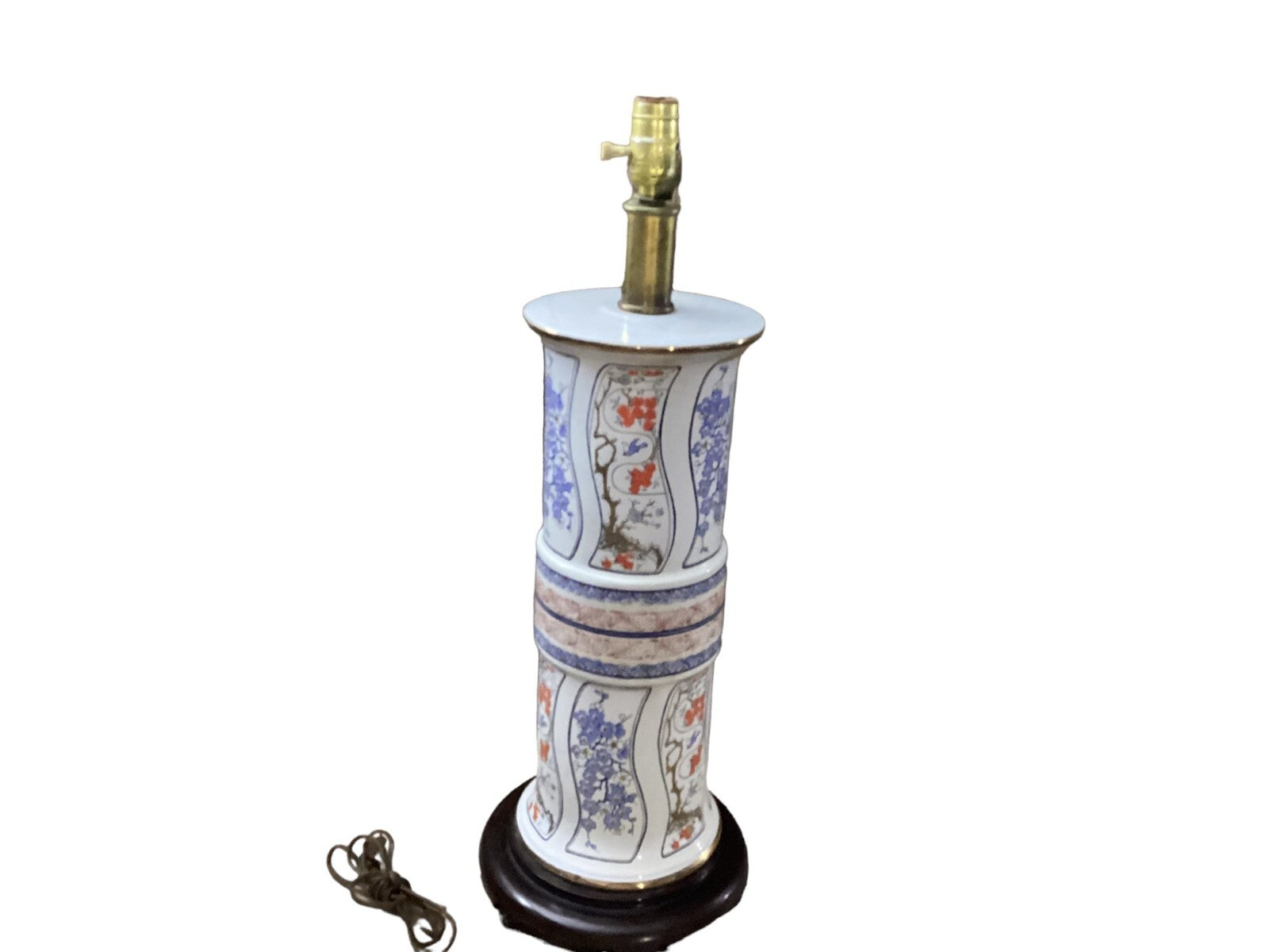 Mid Century Multicolor Modern Chinoiserie Floral Design Table Lamp Without Bulb