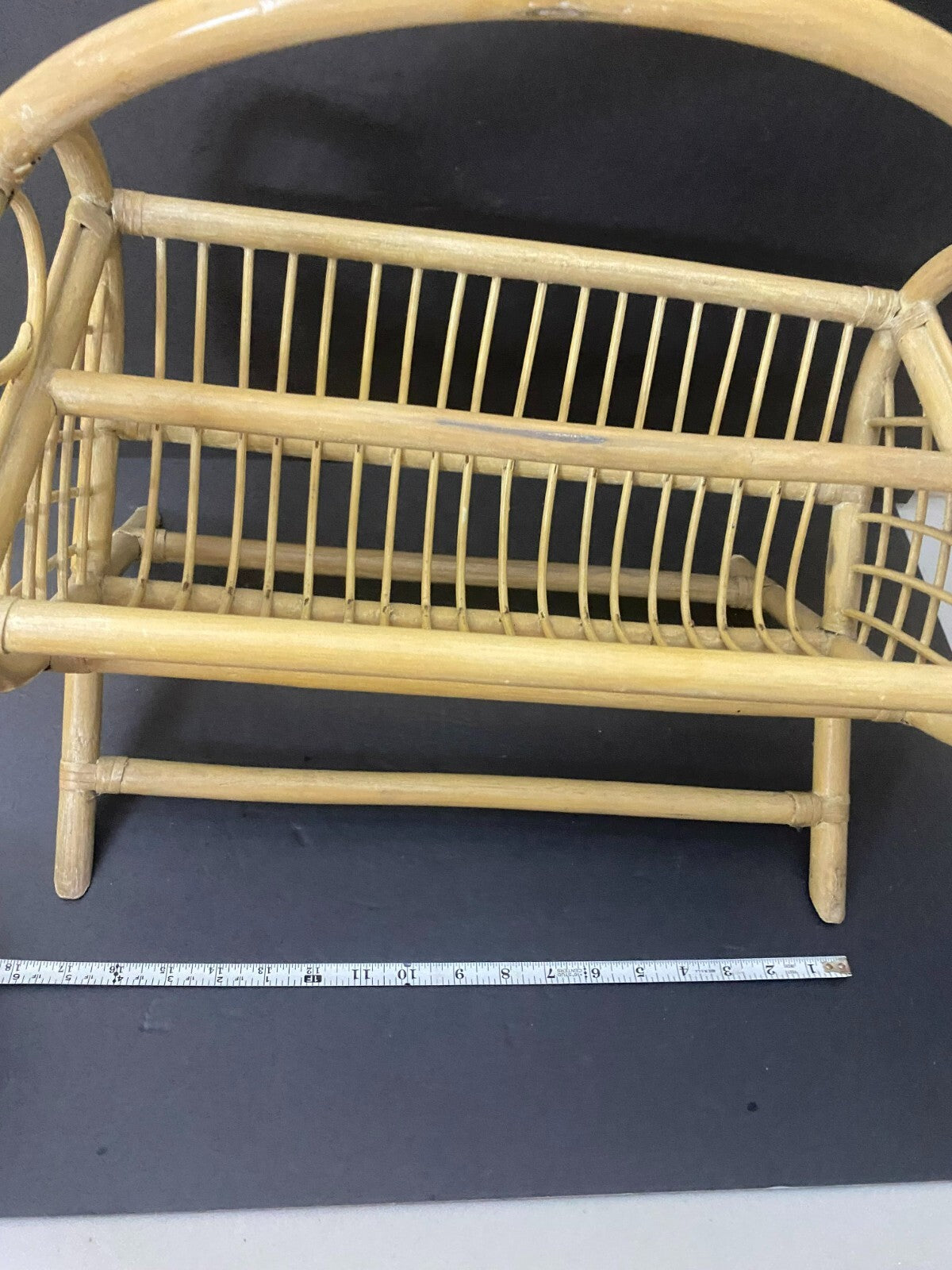Hand Made Light Brown Rattan Wicker Organizer Basket For Magazines 18x10x18 In