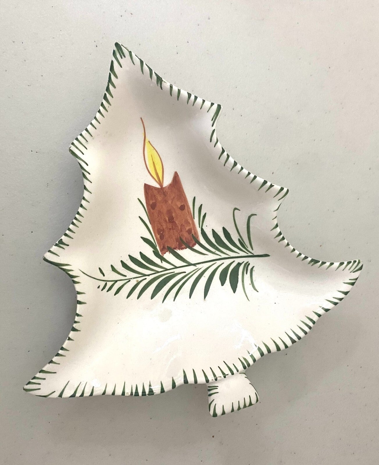 Vintage Italian Made Christmas Tree Shaped Holiday Serving Plate 8 X 1 Inches