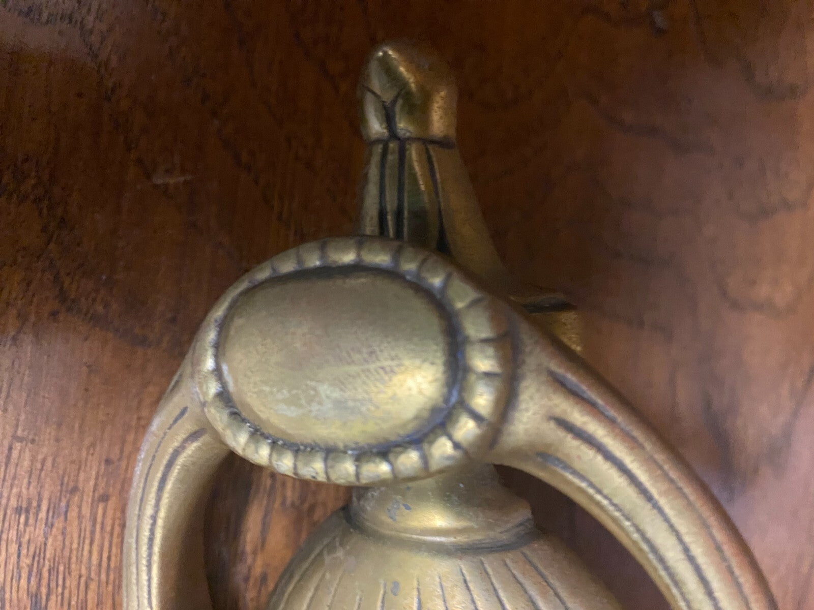 Mid Century Heavy Traditional Bronze Schwan Monogram Door Knocker