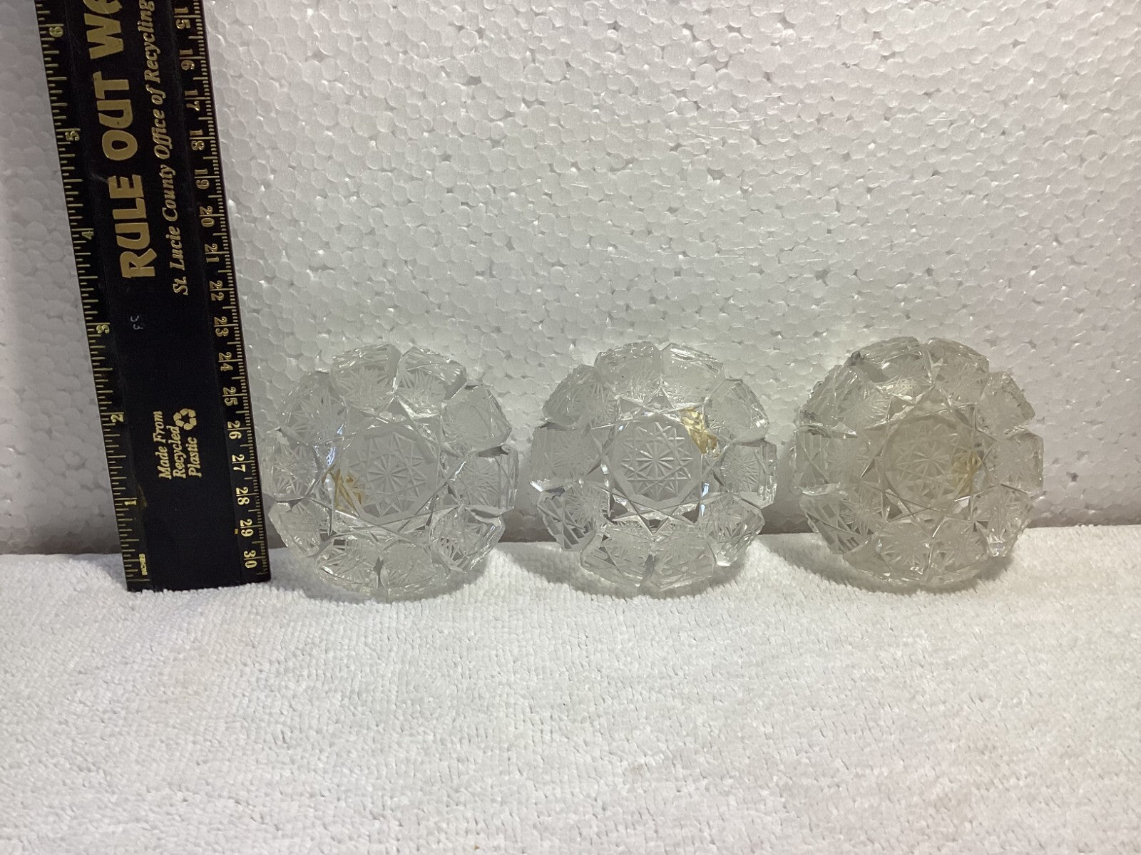 Lot Of 3 Vintage Bohemian Cut Glass Cigarette AshTray