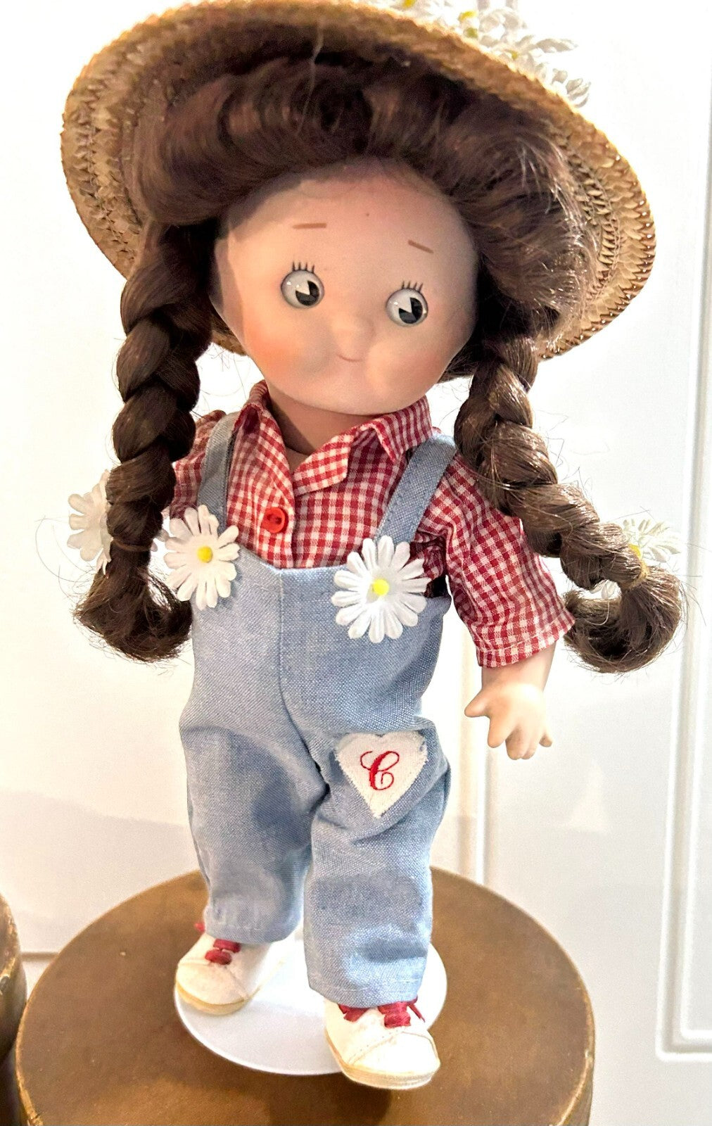 Vintage Collectible Free Standing Display 10.5 Inches Brown Hair Campbell Doll