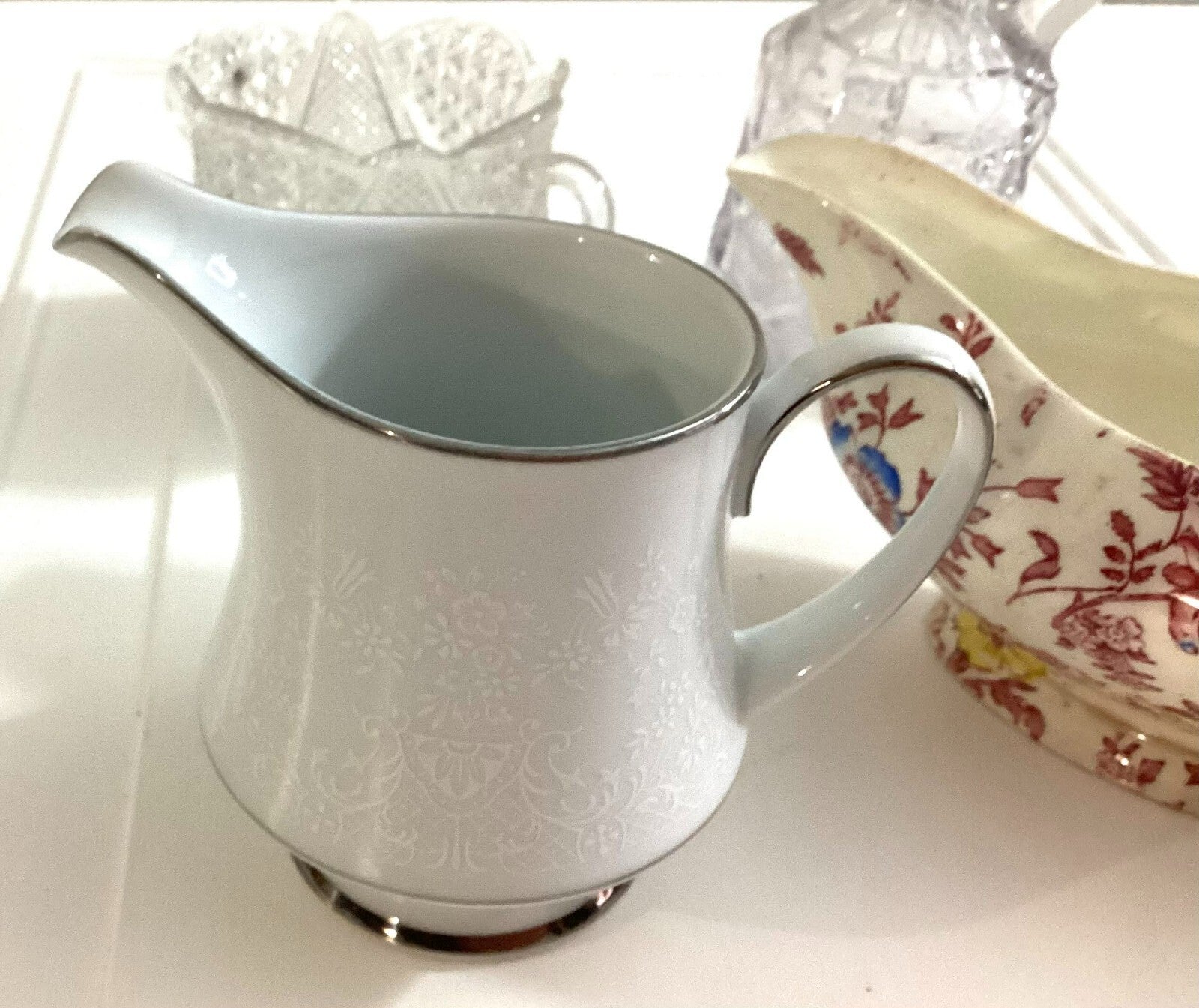 Vintage Lot Of 4 Pcs Of Creamer, Cruet, Sugar dish,gravy Dish