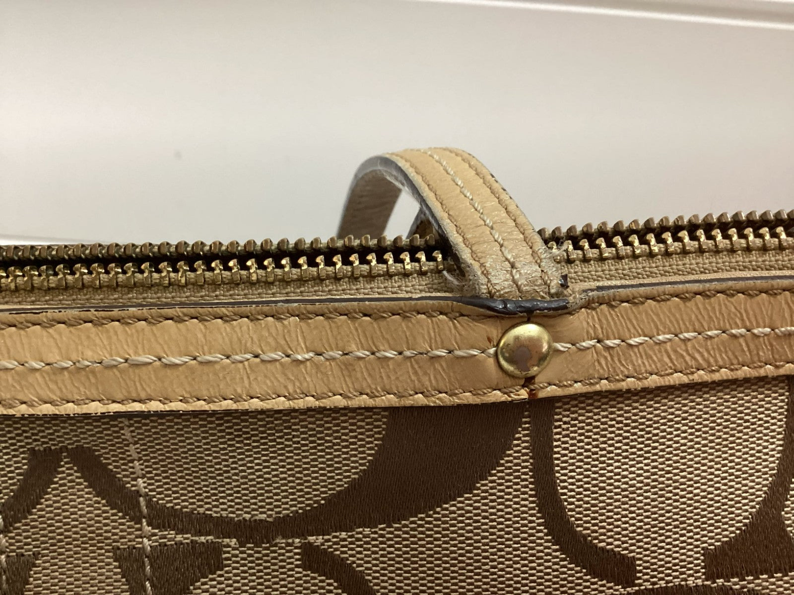 Coach Signature Double Handle Canvas Leather Women's Tote Bag