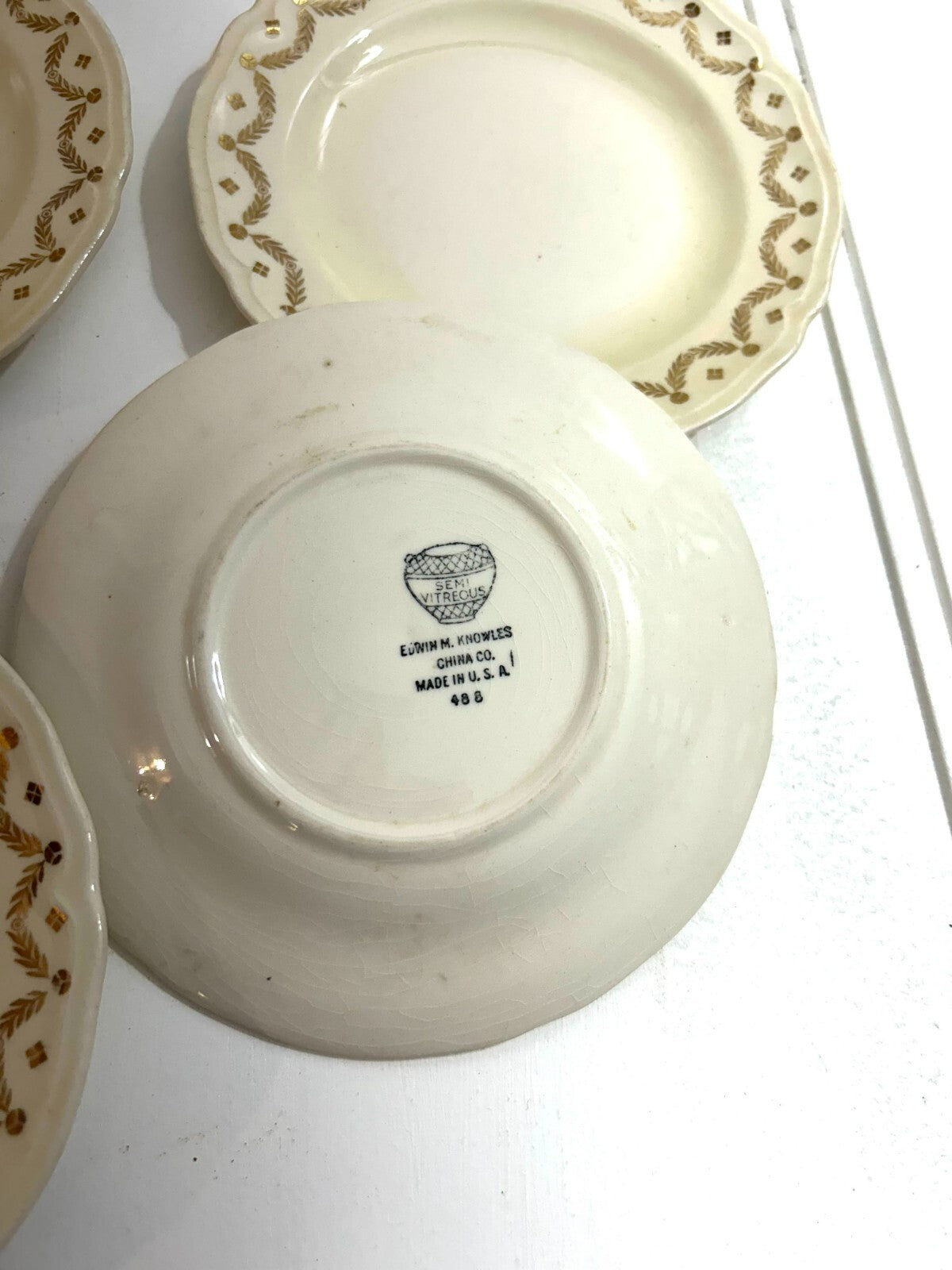 Lot Of 4 Vintage Edwin M knowles China Co. Round Shaped Bread Plate