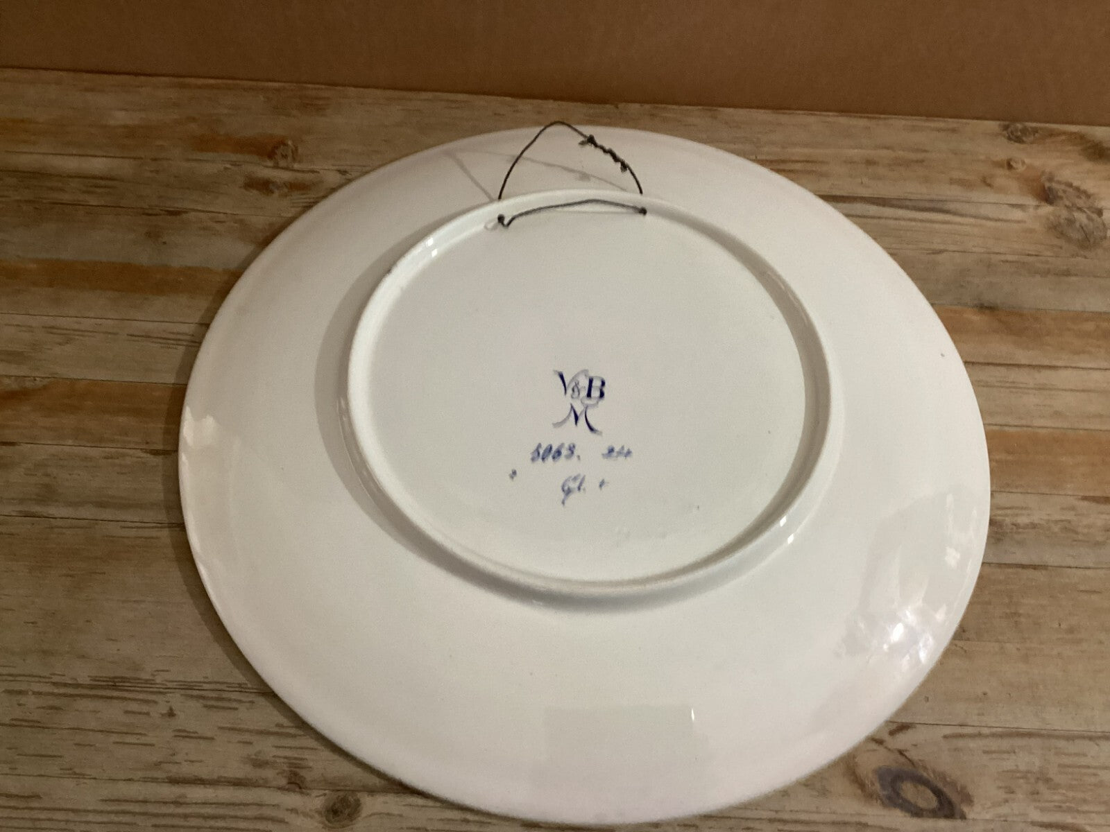 Antique Villeroy & Bosh Blue White Delft Hand Painted 17” Wall Plate