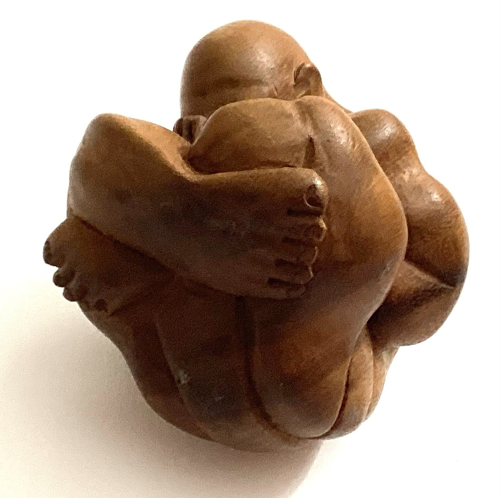 Wooden Carved Weeping Buddha Sculpture
