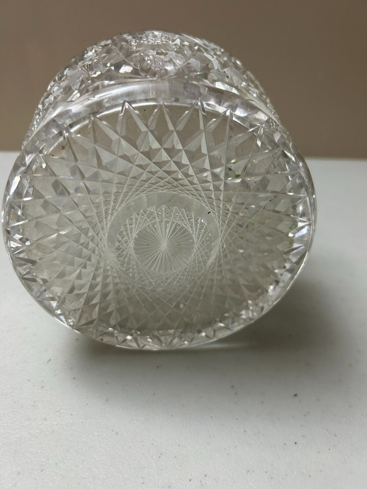 American Brilliant Crystal Cut Glass Saw Tooth Edge Ice Bucket