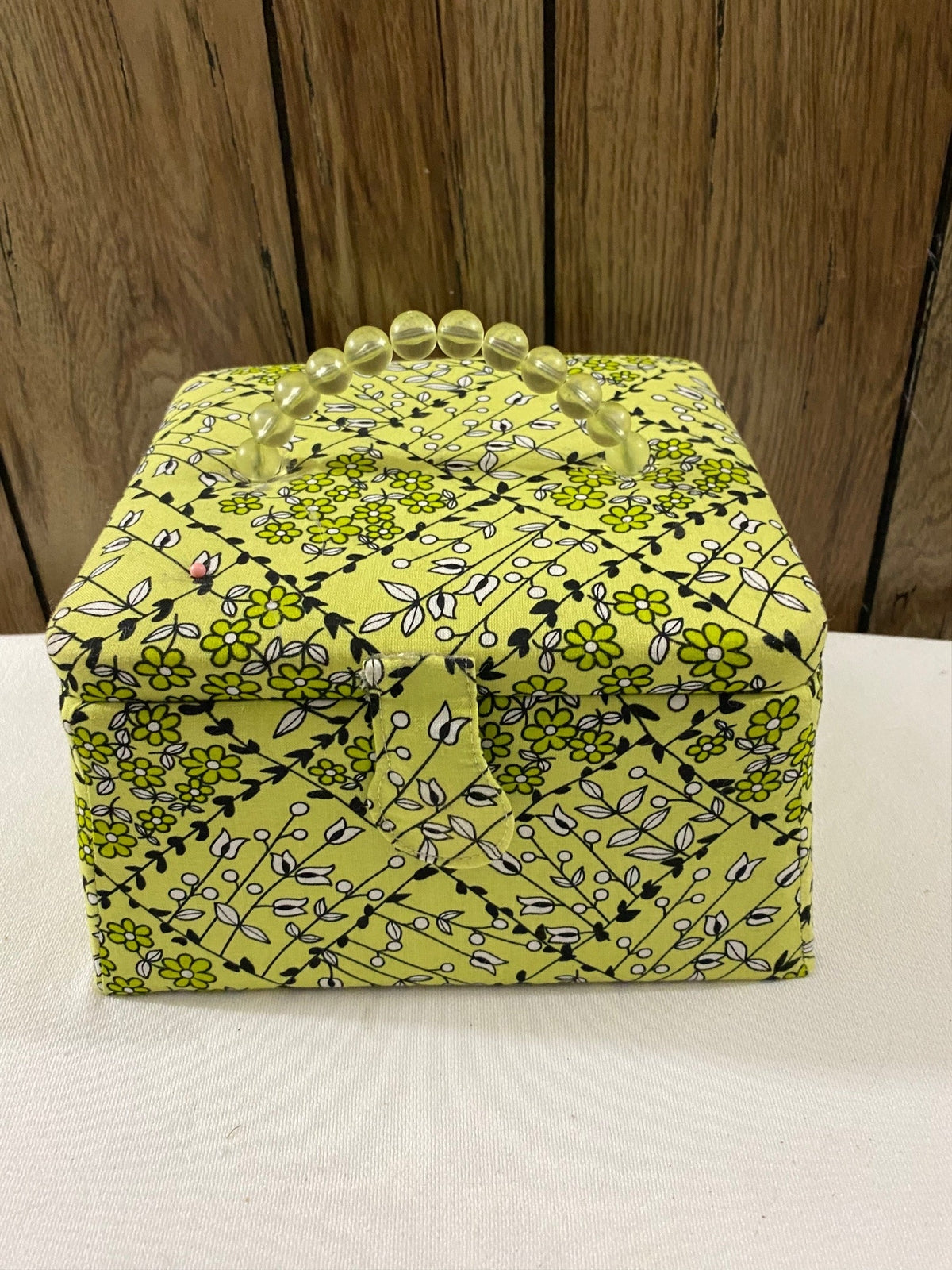 Green Floral Sewing Basket