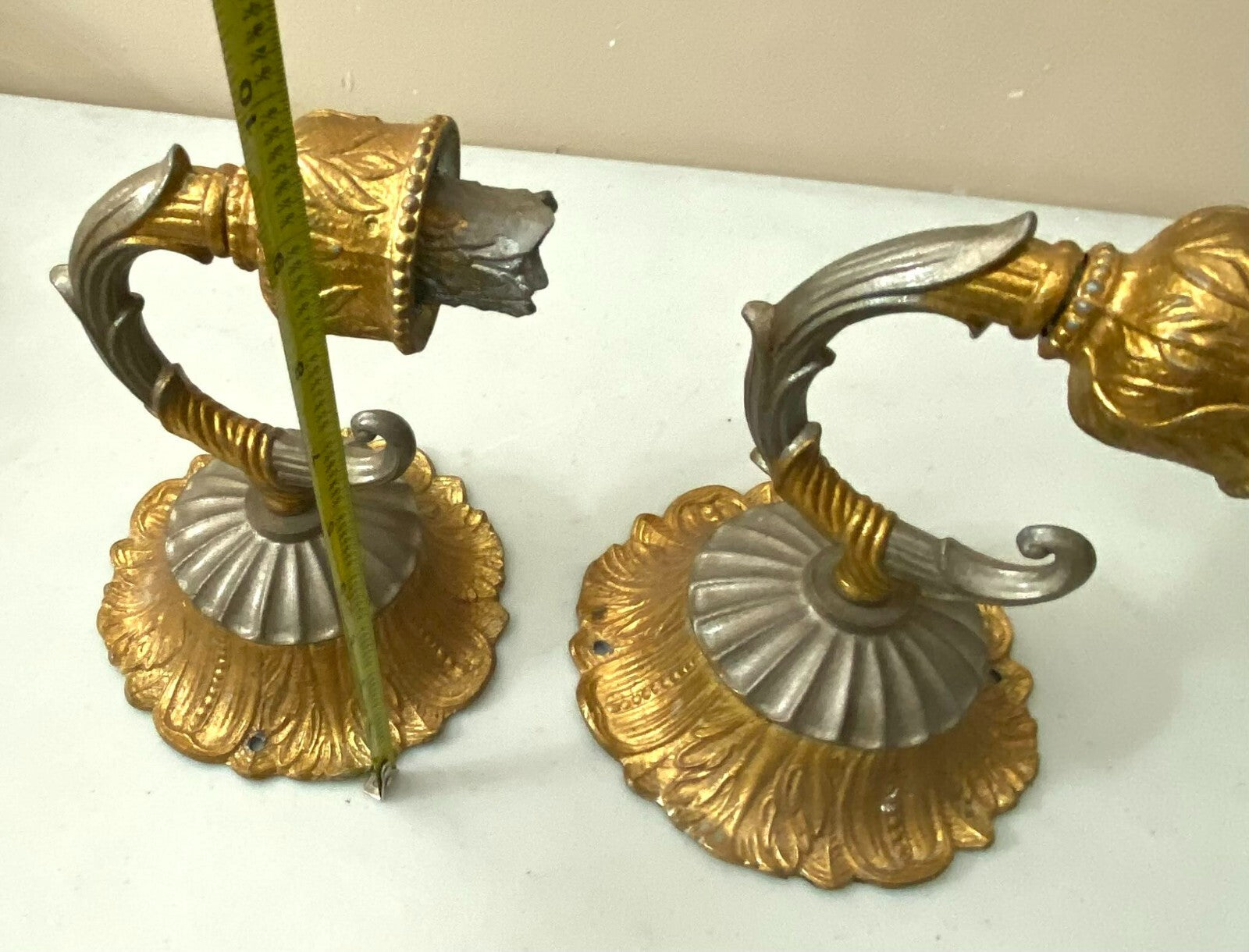 Vintage Lot Of 2 Brass Wall Candle Holder Sconces