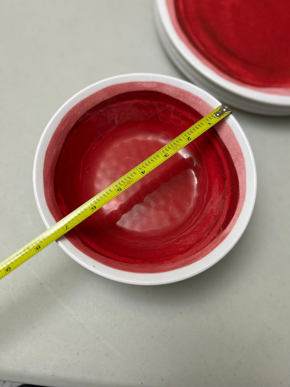 Set Of 15 Pieces Food Network Dishwasher Safe Red/White Dishes