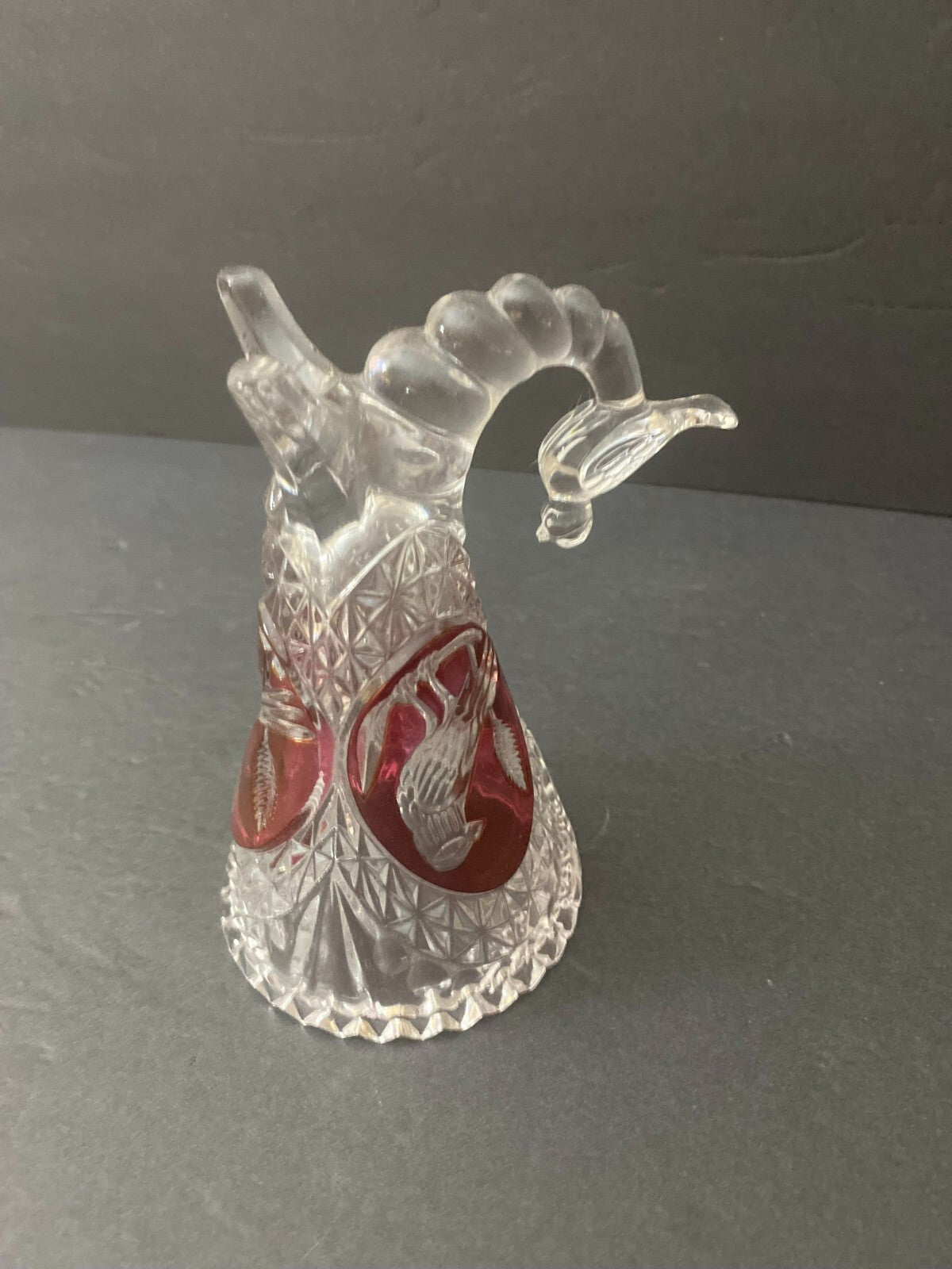 Hofbauer Byrdes Crystal Cornucopia Red Bird Design Vase