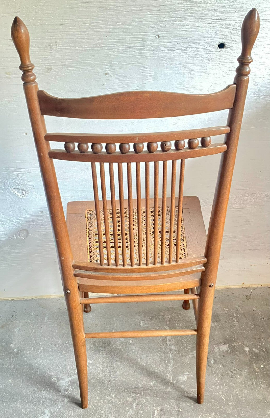 Early 1900’s Antique Light Brown Wooden Chair Cane Seat