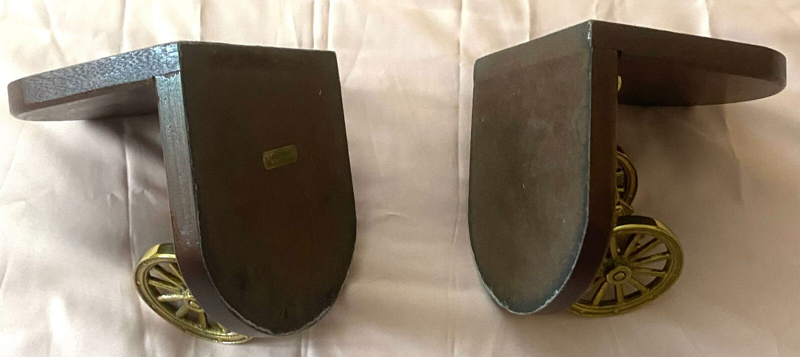 Pair Of 2 English Made Bookend With Solid Brass Canon