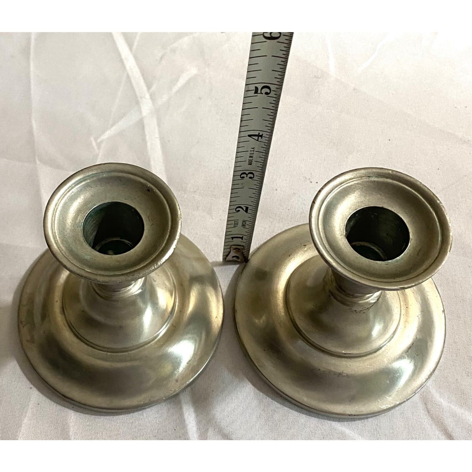 Pair of pewter Short Candle Holder