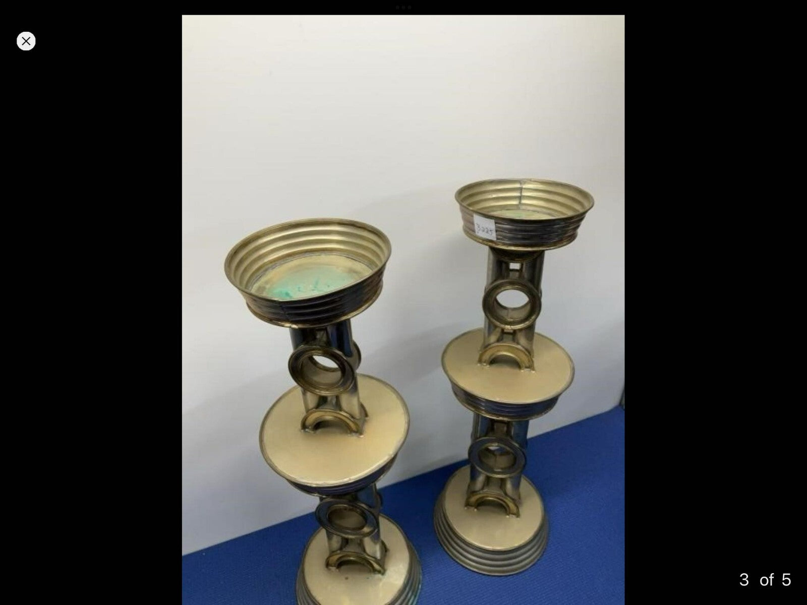 Vintage Lot Of 2 Tall Brass/Silver Candle Stick Holder