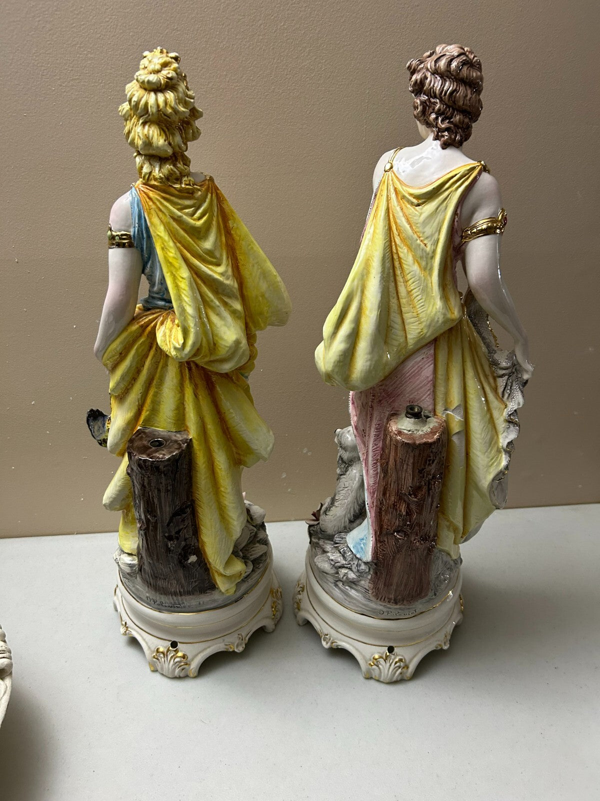 Set Of 2 Tall Italian Glazed Figurines By Domenico Poloniato
