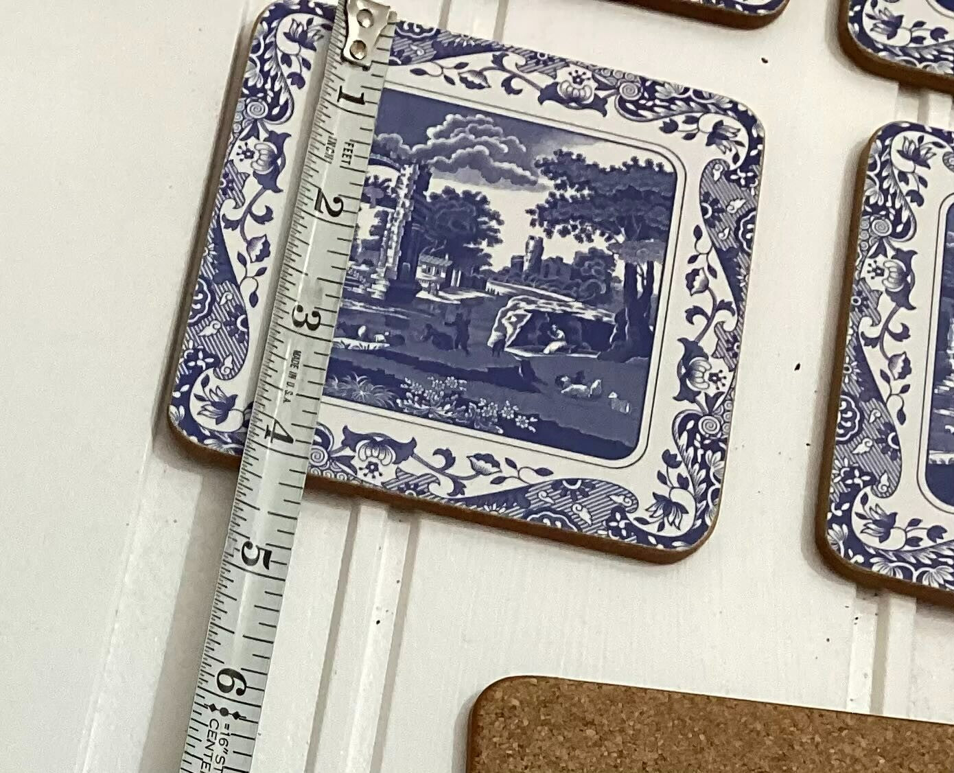 Lot Of 8 Spode Blue White 4x4 Inches Square Coaster