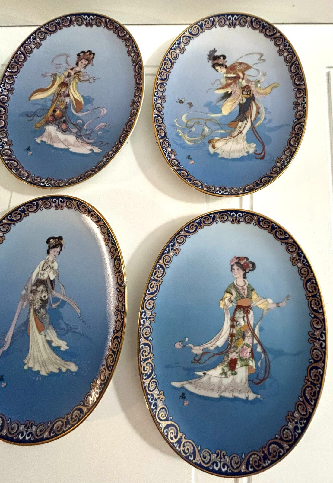 Set Of 6 The Bradford Exchange Geisha Oval Shaped Wall Hanging Display Plates