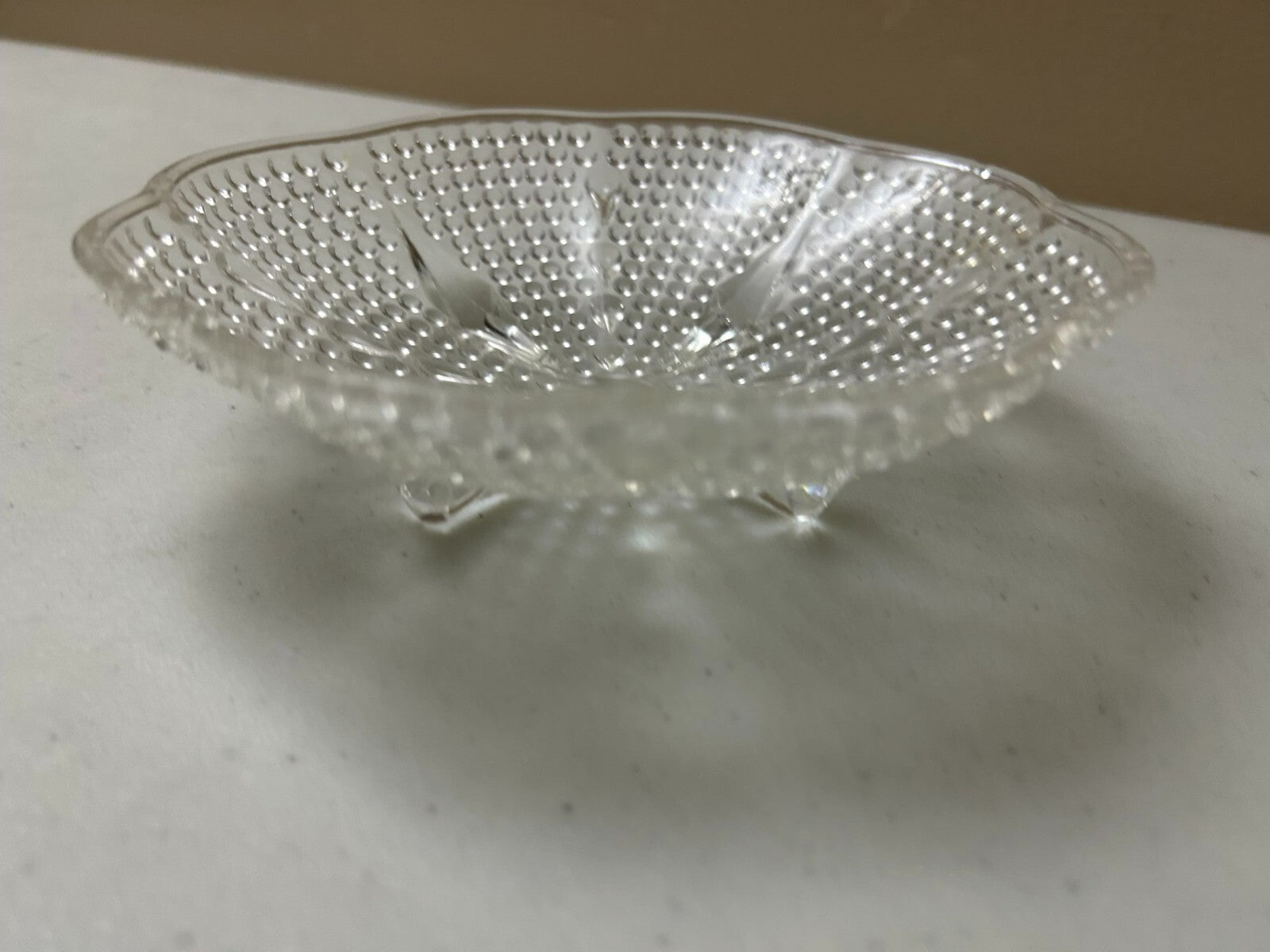 Vintage Footed Hobnail Hazel Atlas Teardrop Clear Glass Candy/jewelry Dish Bowl