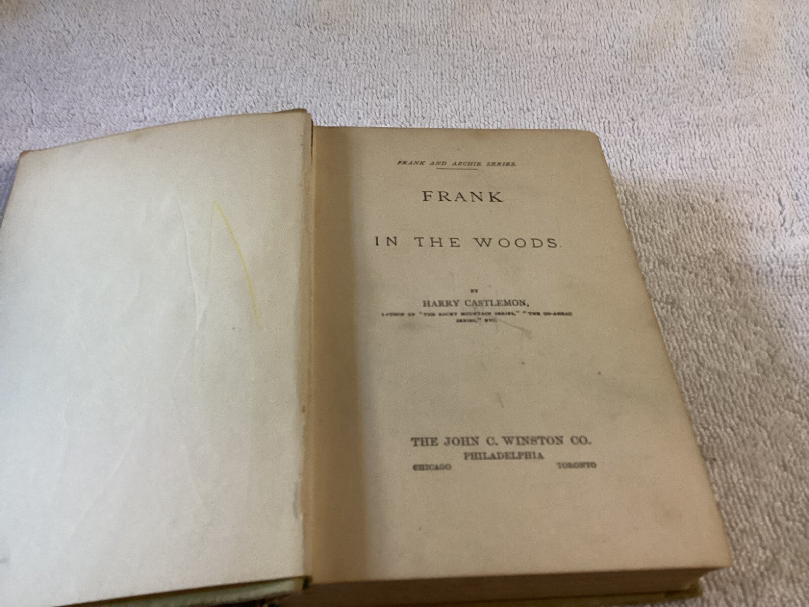 Frank in the Woods By Harry Castlemon Adventure Story Book Hardcover