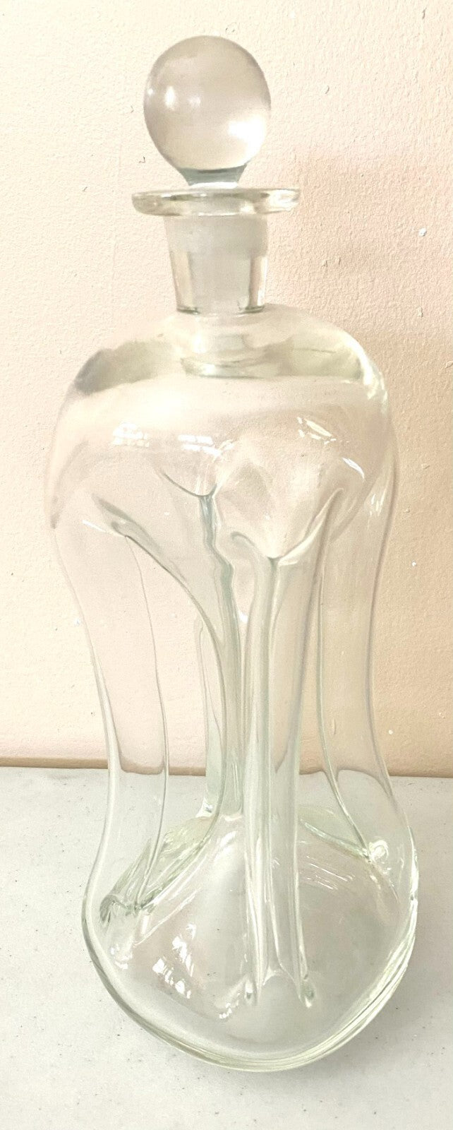 Vintage Clear Glass Kluk Kluk Glass Decanter/Spirit Bottle With Lid
