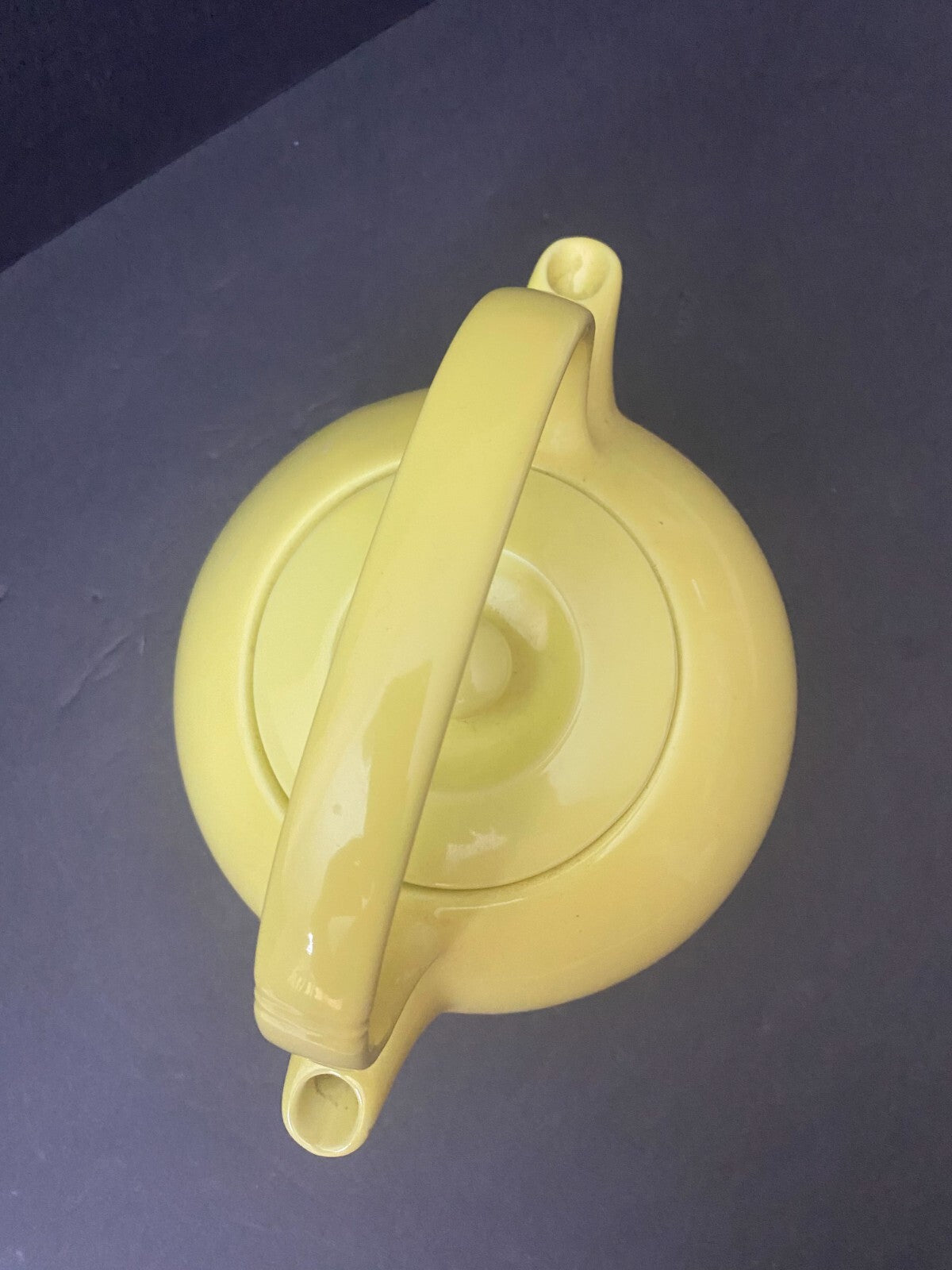 Vintage Art Deco Hall China Twin Spout Solid Yellow Tea Pot Patent 2135410