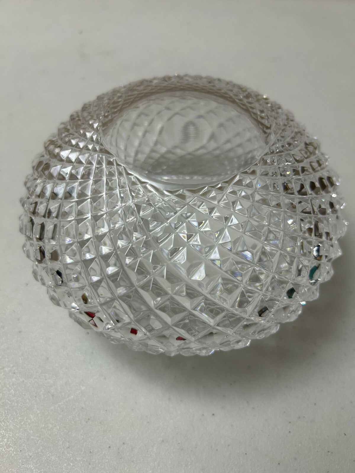 American Brilliant Period Strawberry Diamond Cut Glass Round Vase